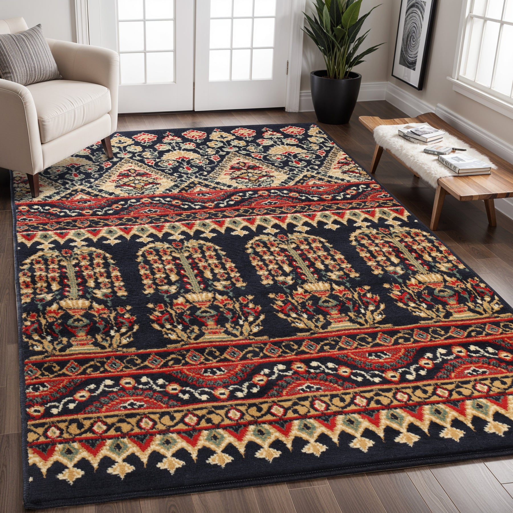 Adena Bohemian Floral Geometric Large Area Rugs or Runner Rug