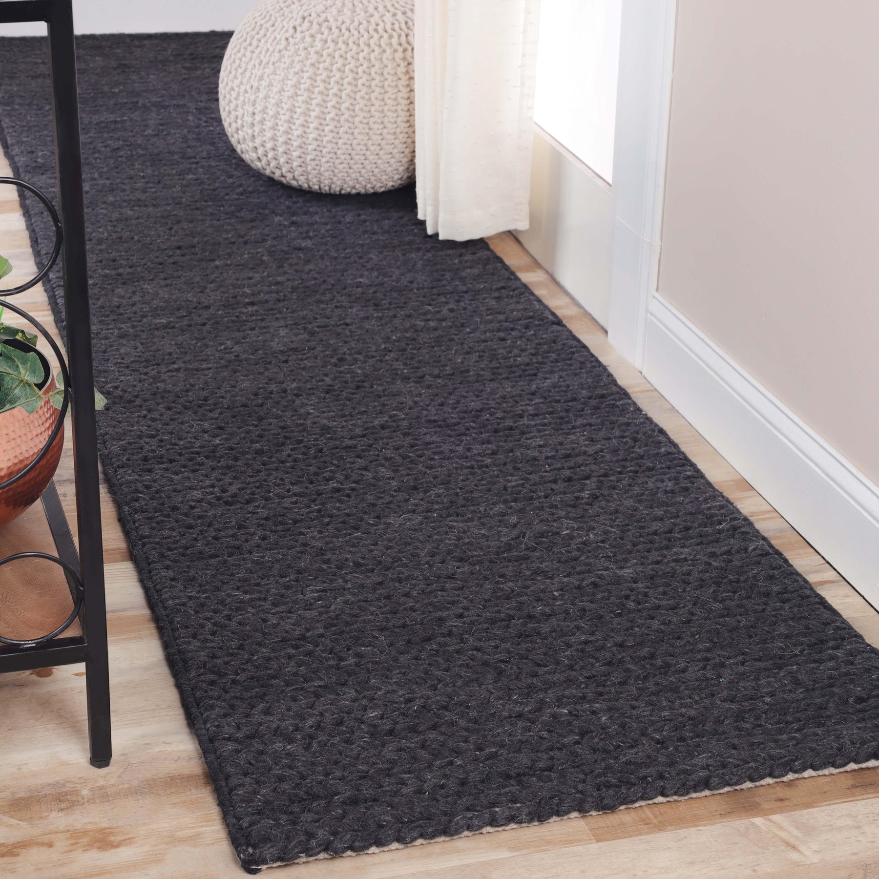 Aero Hand-Braided Solid Indoor Area Rugs or Runner Rug