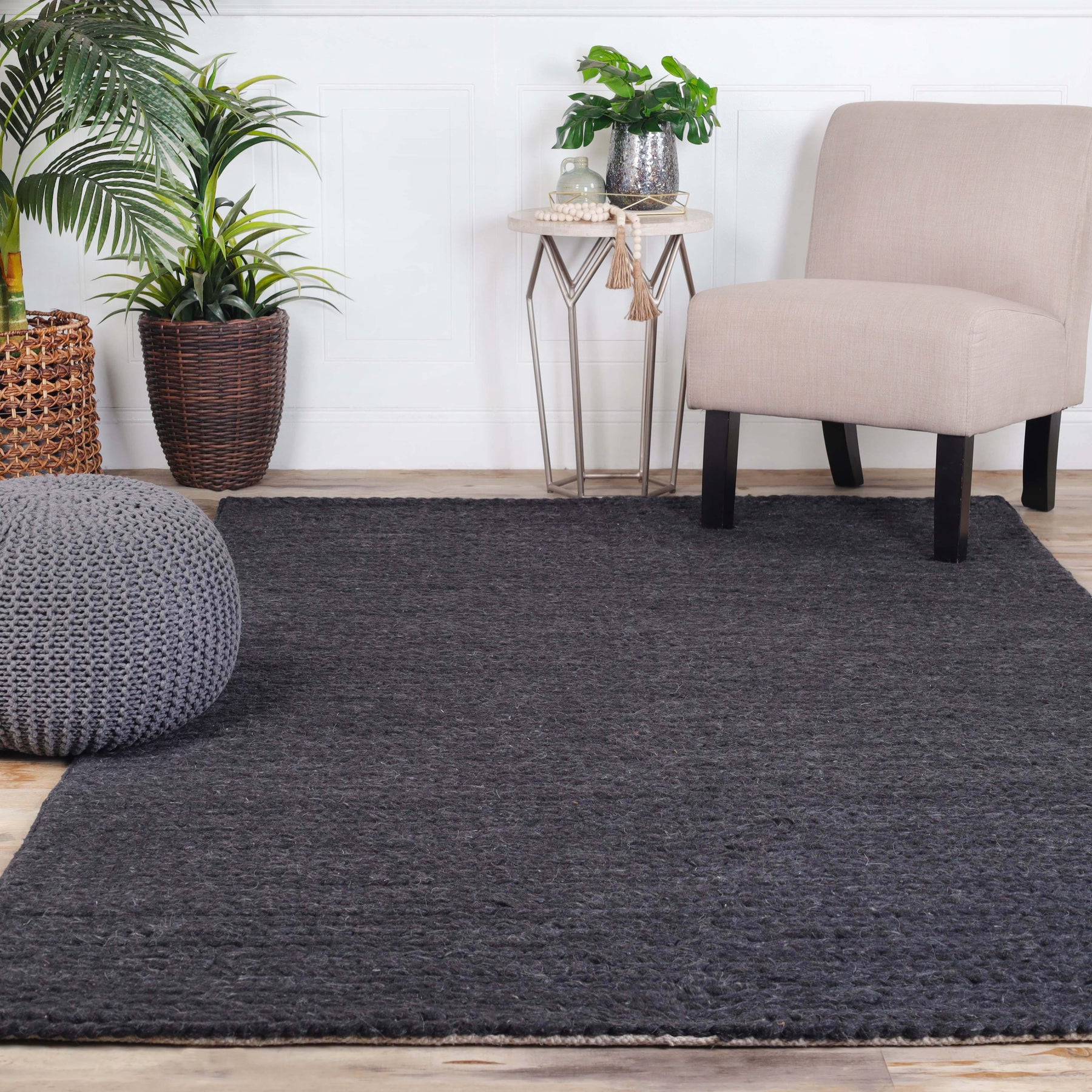 Aero Hand-Braided Solid Indoor Area Rugs or Runner Rug