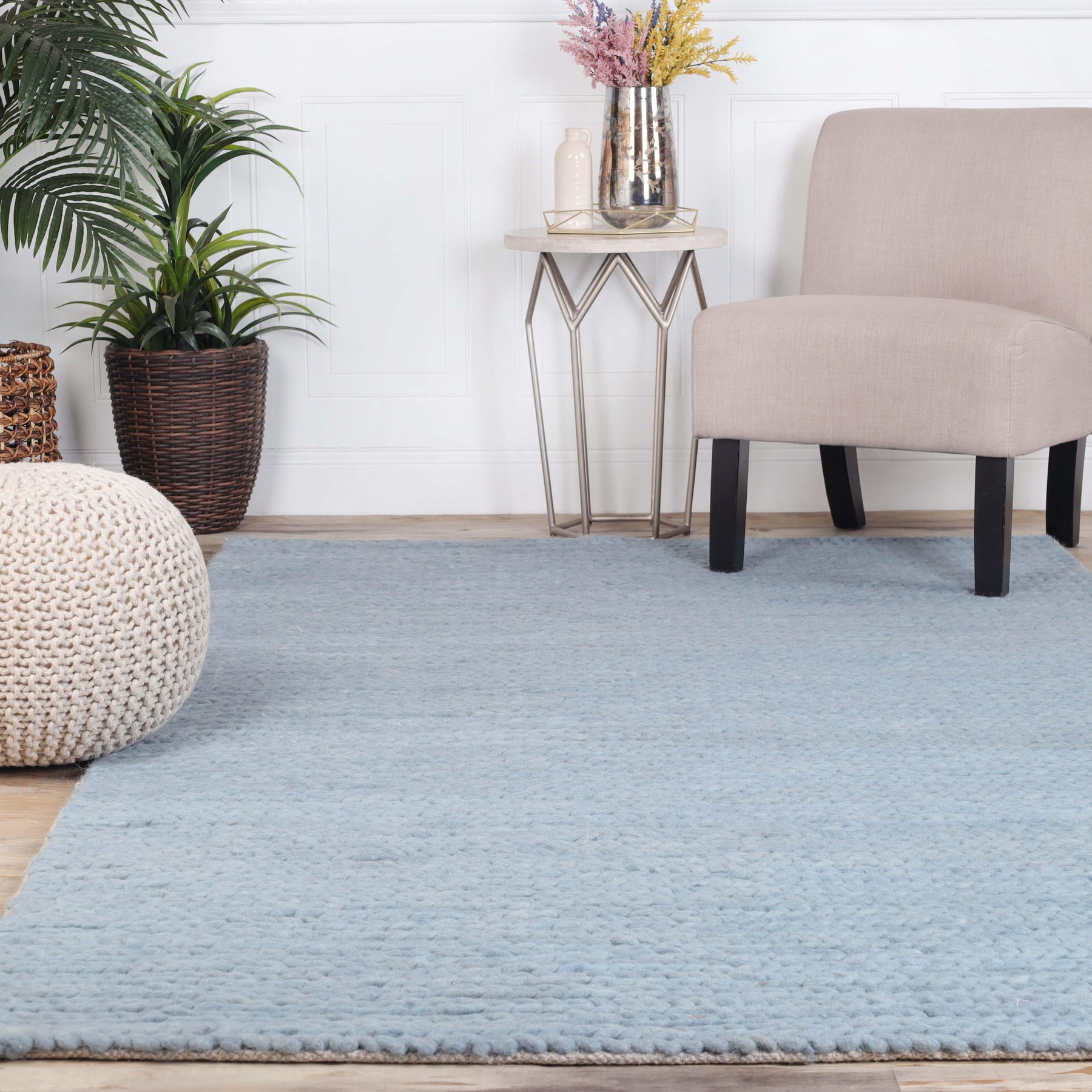 Aero Hand-Braided Solid Indoor Area Rugs or Runner Rug
