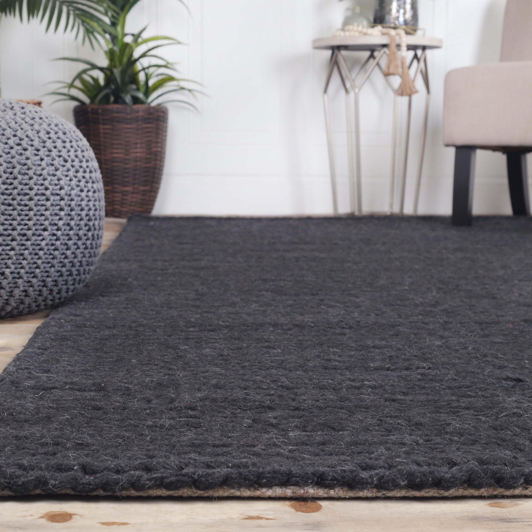 Aero Hand-Braided Solid Indoor Area Rugs or Runner Rug