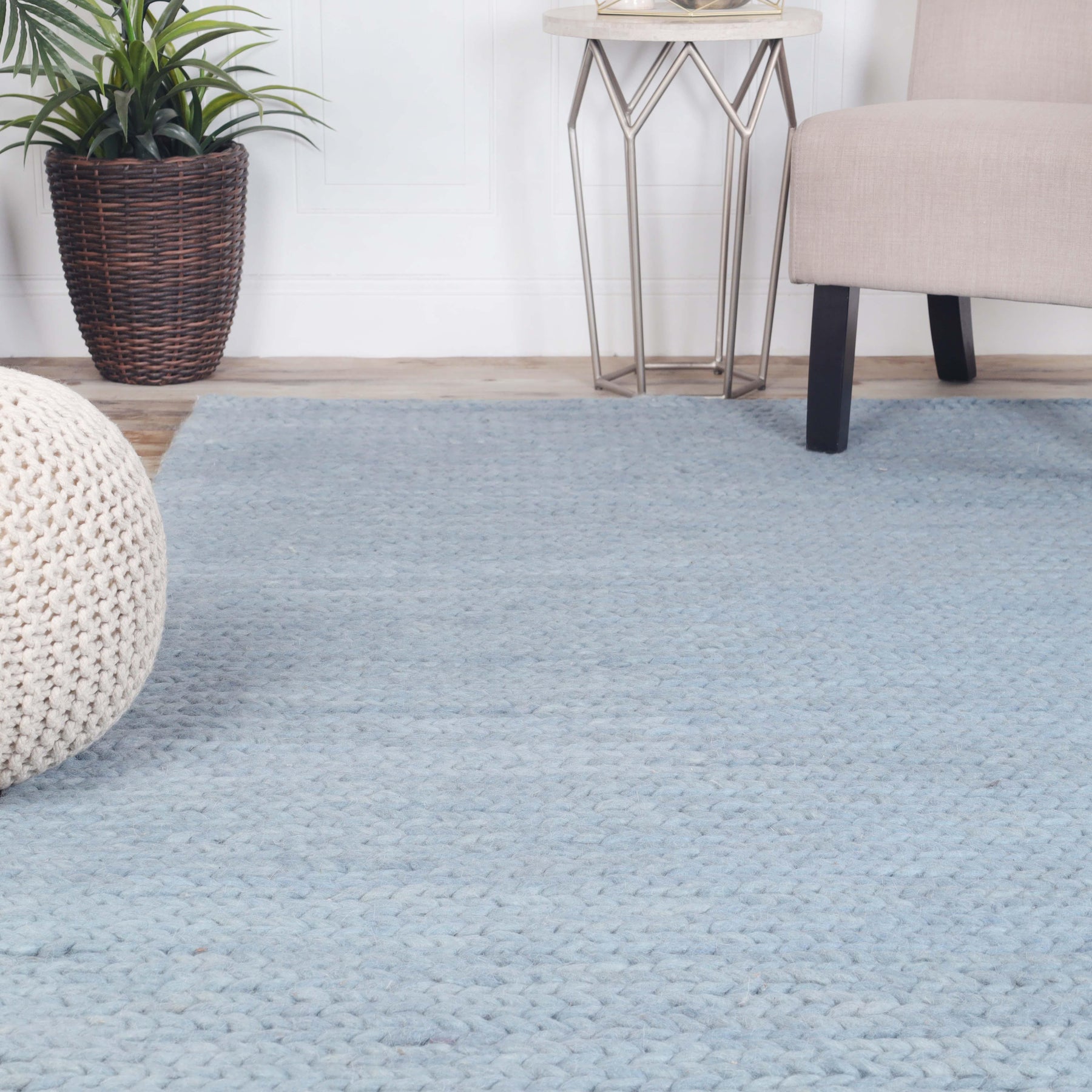 Aero Hand-Braided Solid Indoor Area Rugs or Runner Rug