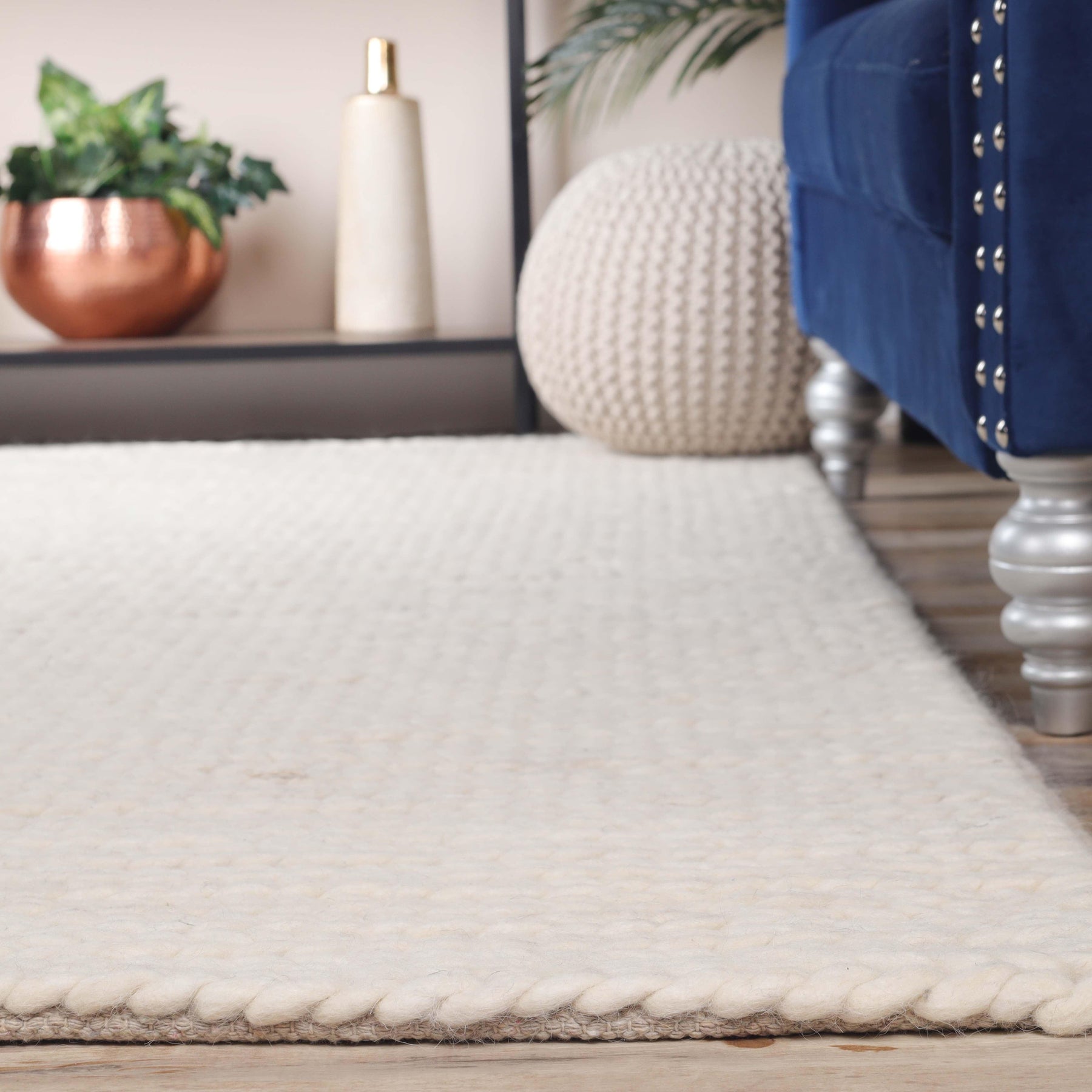 Aero Hand-Braided Solid Indoor Area Rugs or Runner Rug