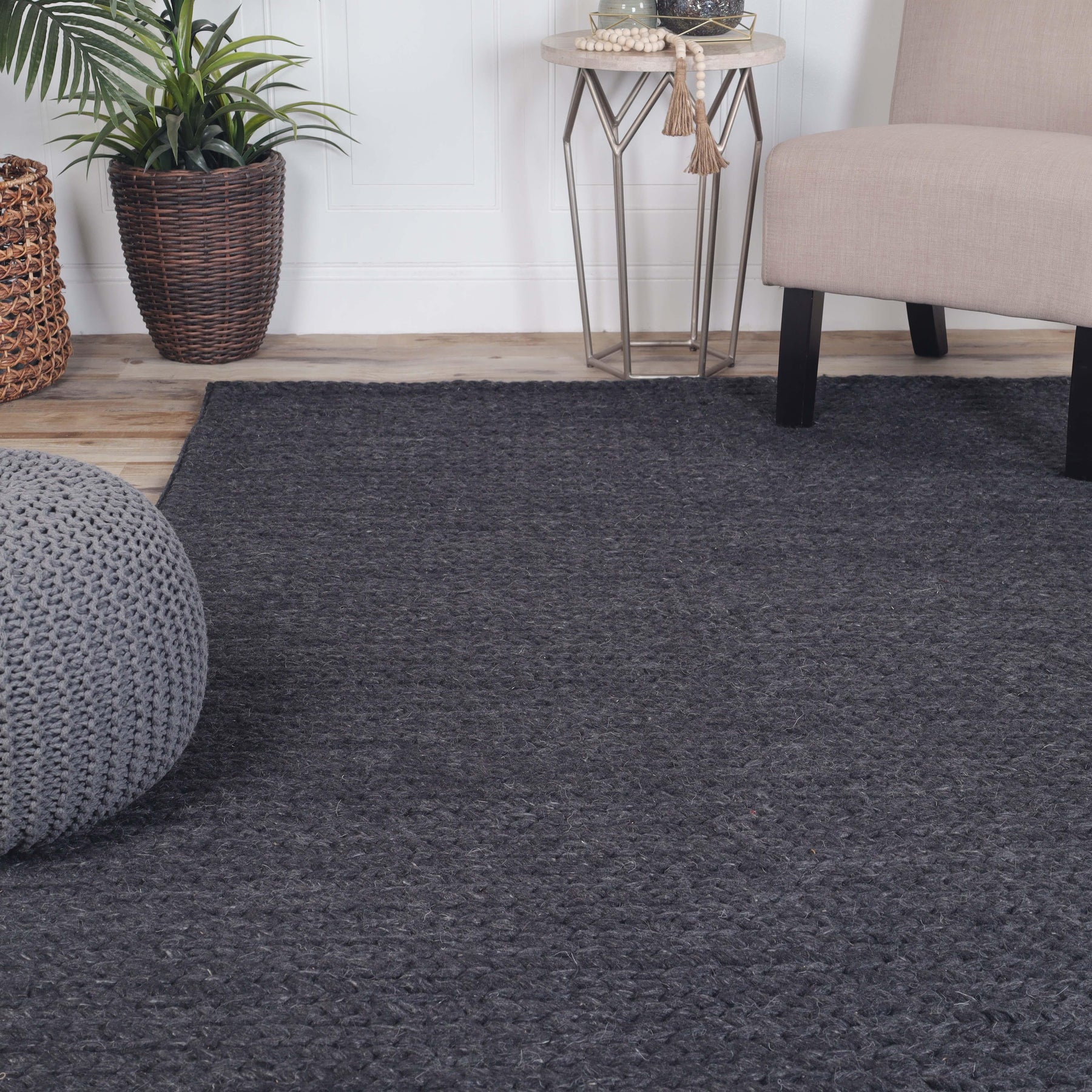 Aero Hand-Braided Solid Indoor Area Rugs or Runner Rug