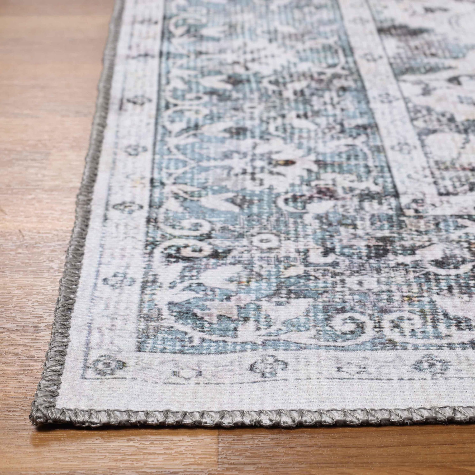 Agra Floral Scroll Washable Indoor Area Rugs or Runner Rug
