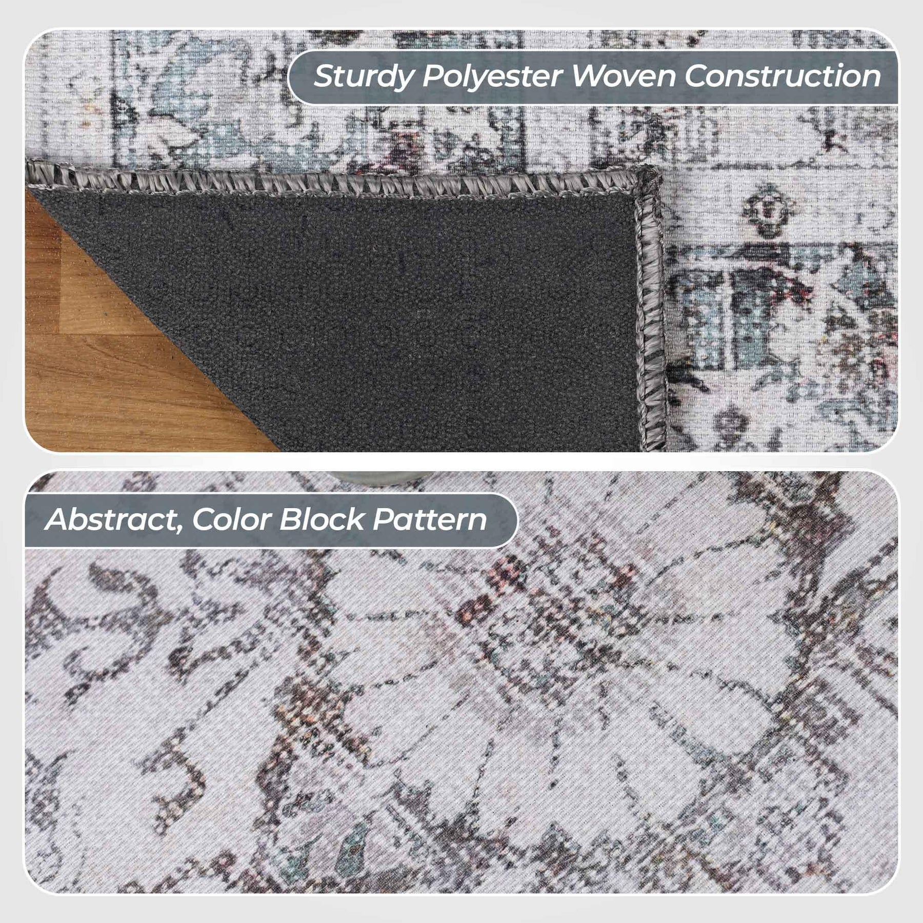 Agra Floral Scroll Washable Indoor Area Rugs or Runner Rug