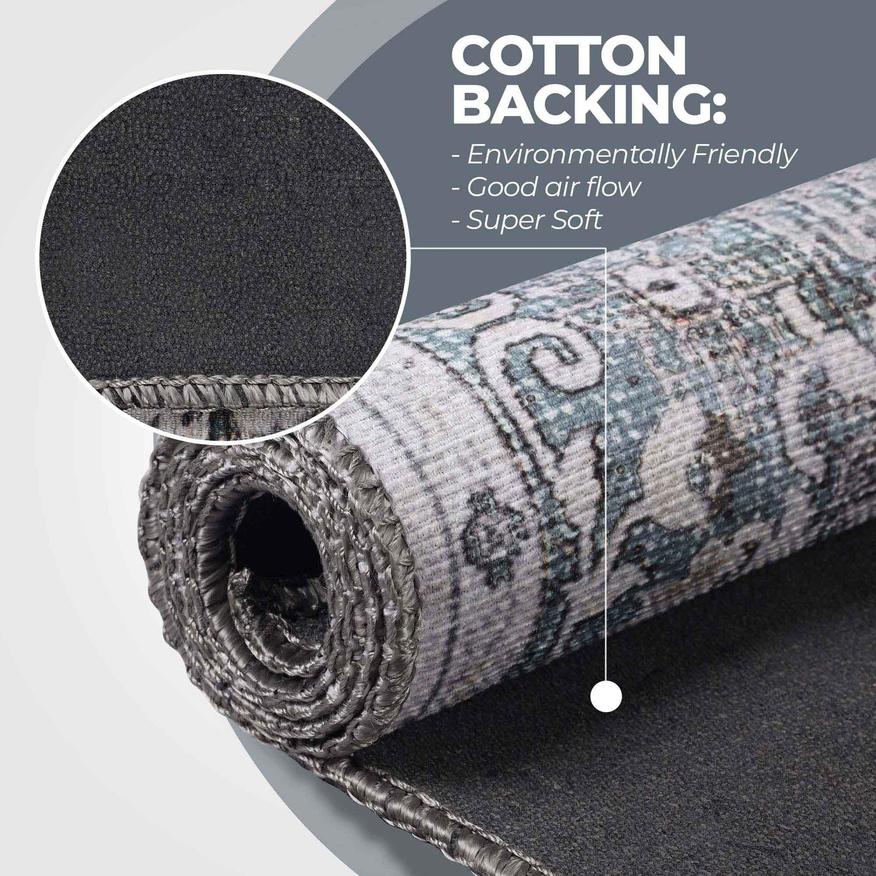 Agra Floral Scroll Washable Indoor Area Rugs or Runner Rug