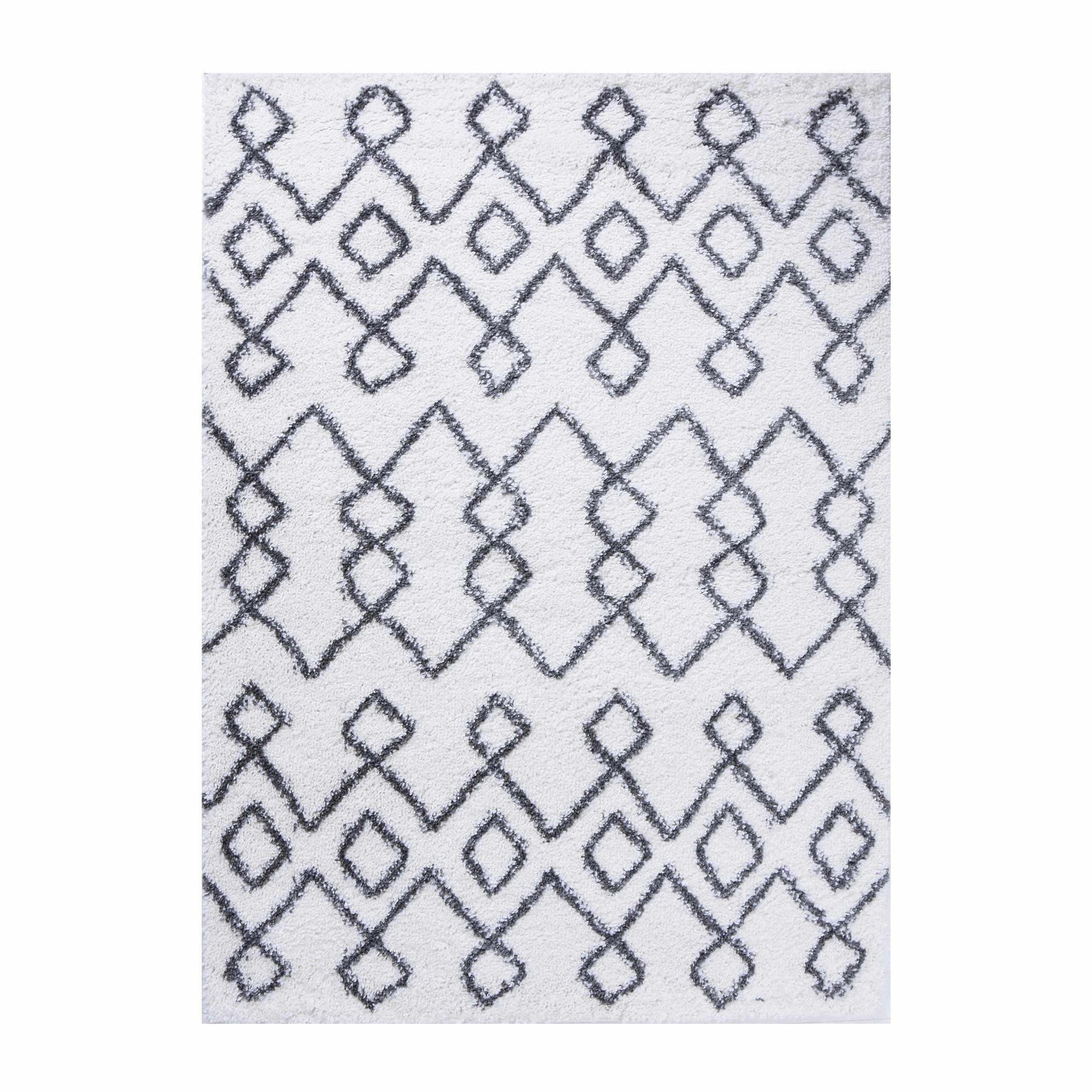 Alia Boho Geometric Diamonds Indoor Plush Shag Area Rug Or Runner Rug