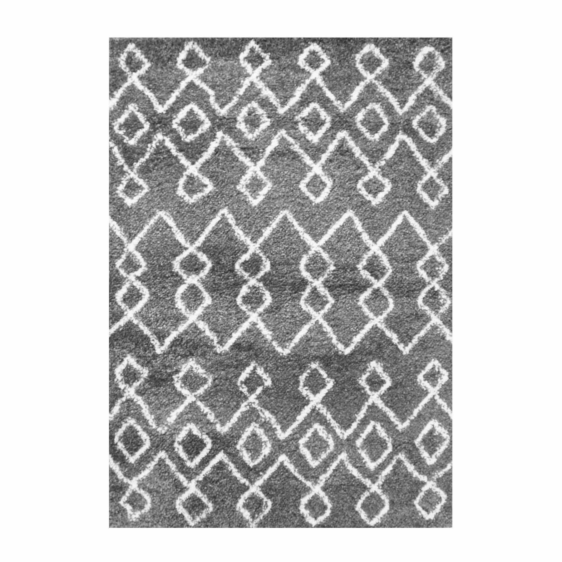 Alia Boho Geometric Diamonds Indoor Plush Shag Area Rug Or Runner Rug