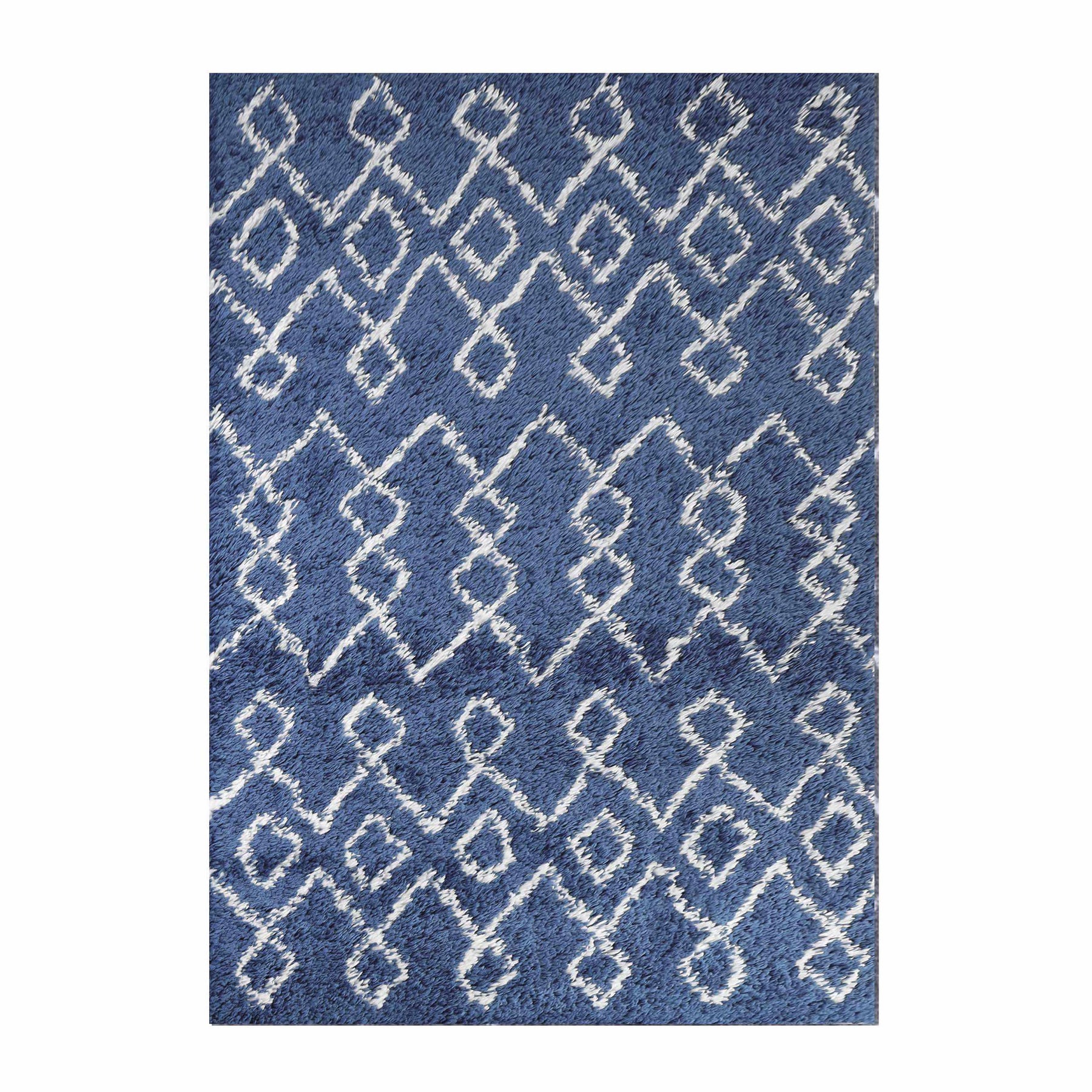 Alia Boho Geometric Diamonds Indoor Plush Shag Area Rug Or Runner Rug