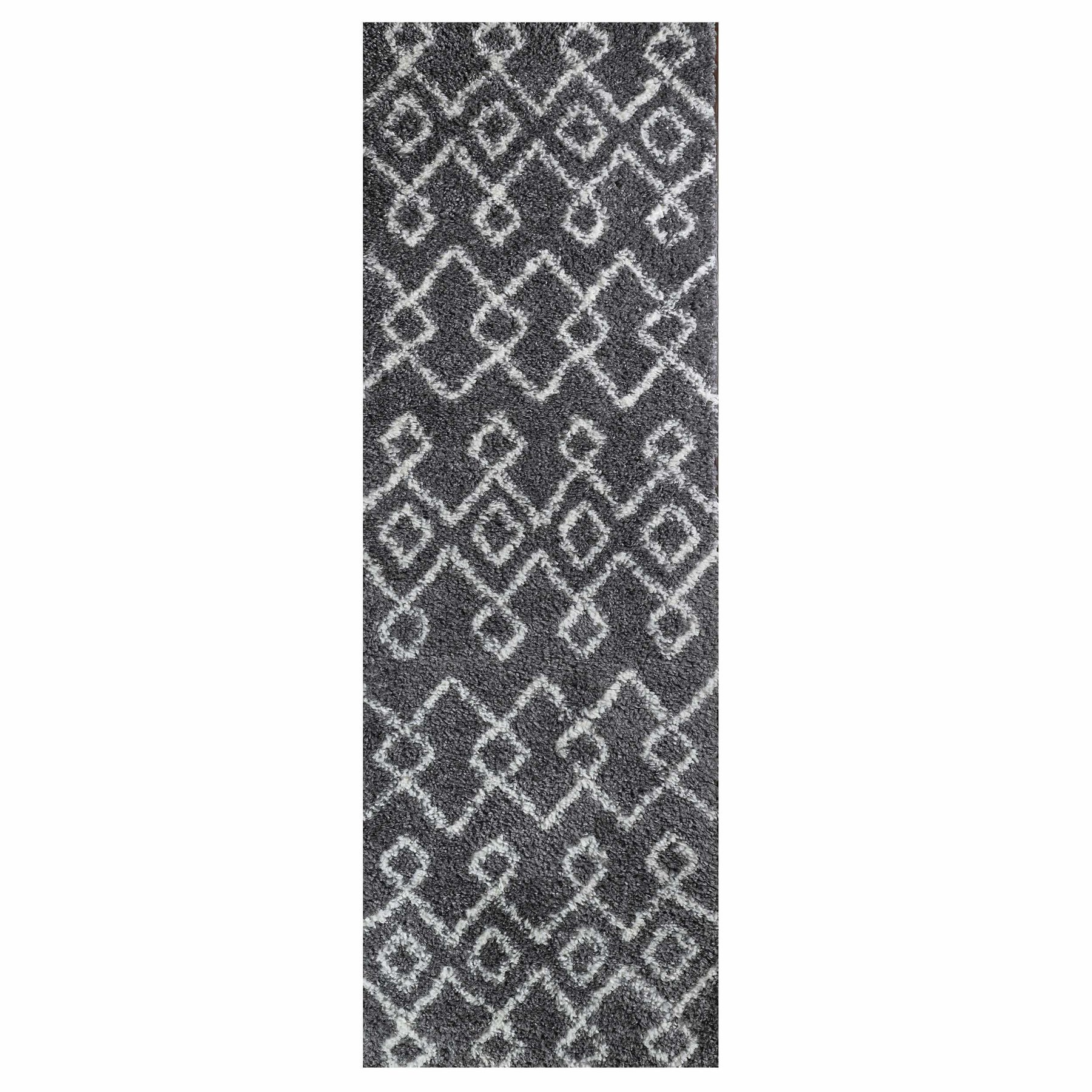 Alia Boho Geometric Diamonds Indoor Plush Shag Area Rug Or Runner Rug