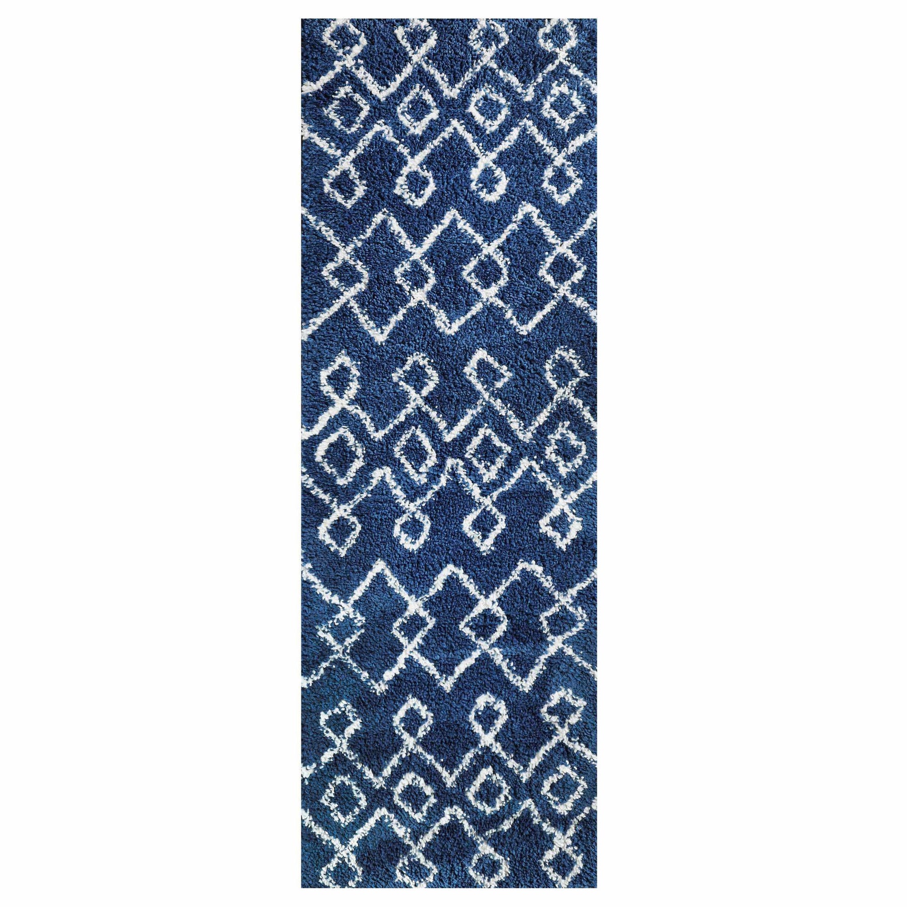 Alia Boho Geometric Diamonds Indoor Plush Shag Area Rug Or Runner Rug