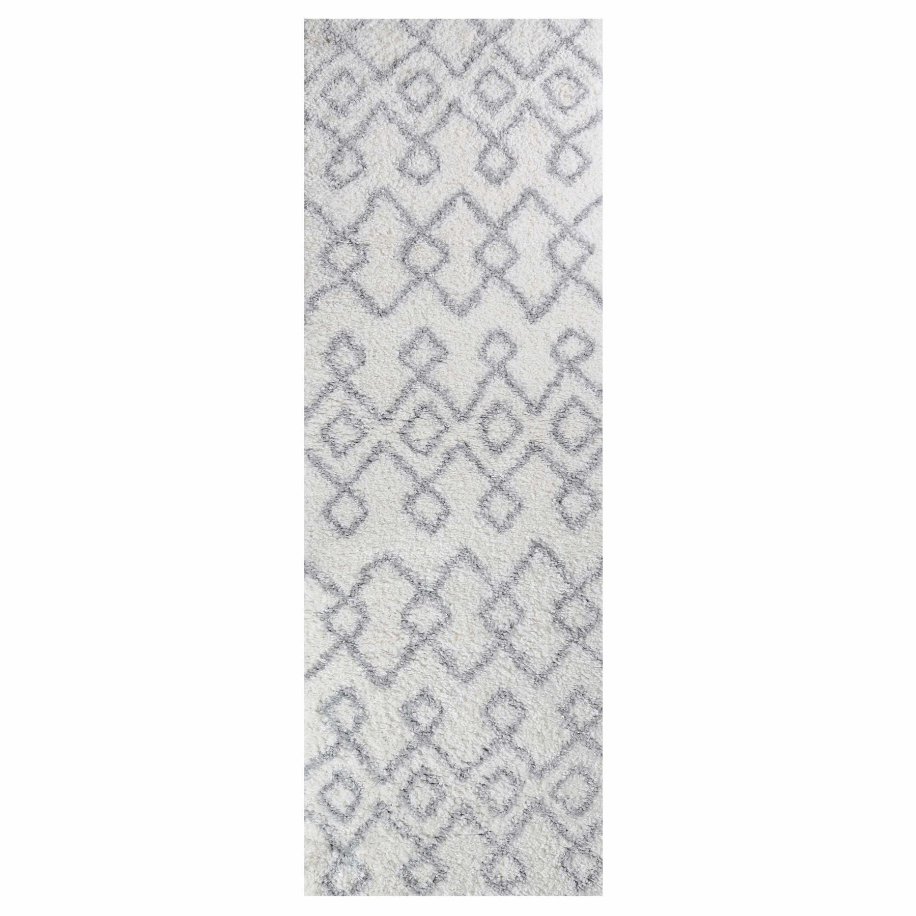 Alia Boho Geometric Diamonds Indoor Plush Shag Area Rug Or Runner Rug