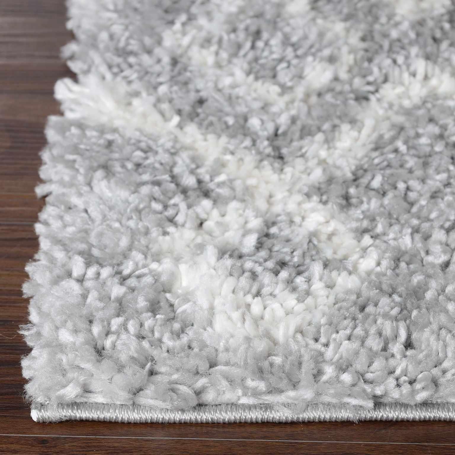Alia Boho Geometric Diamonds Indoor Plush Shag Area Rug Or Runner Rug