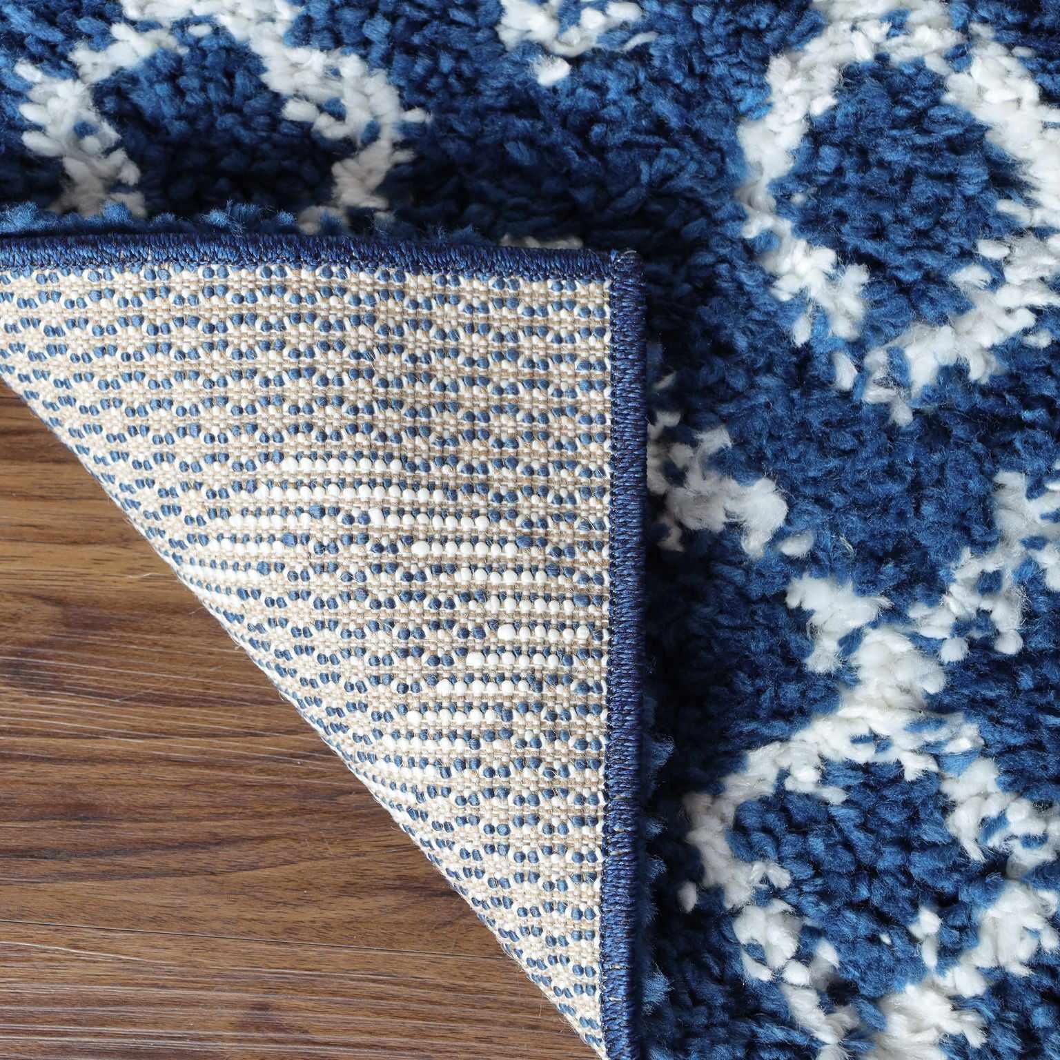 Alia Boho Geometric Diamonds Indoor Plush Shag Area Rug Or Runner Rug