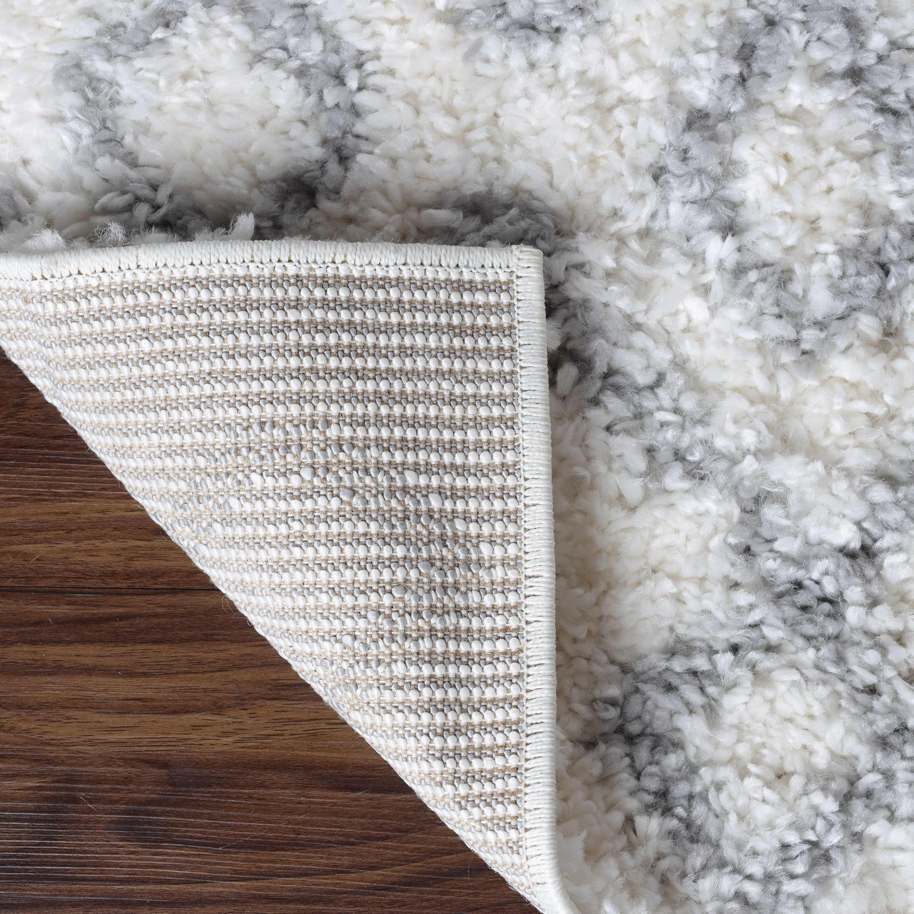 Alia Boho Geometric Diamonds Indoor Plush Shag Area Rug Or Runner Rug