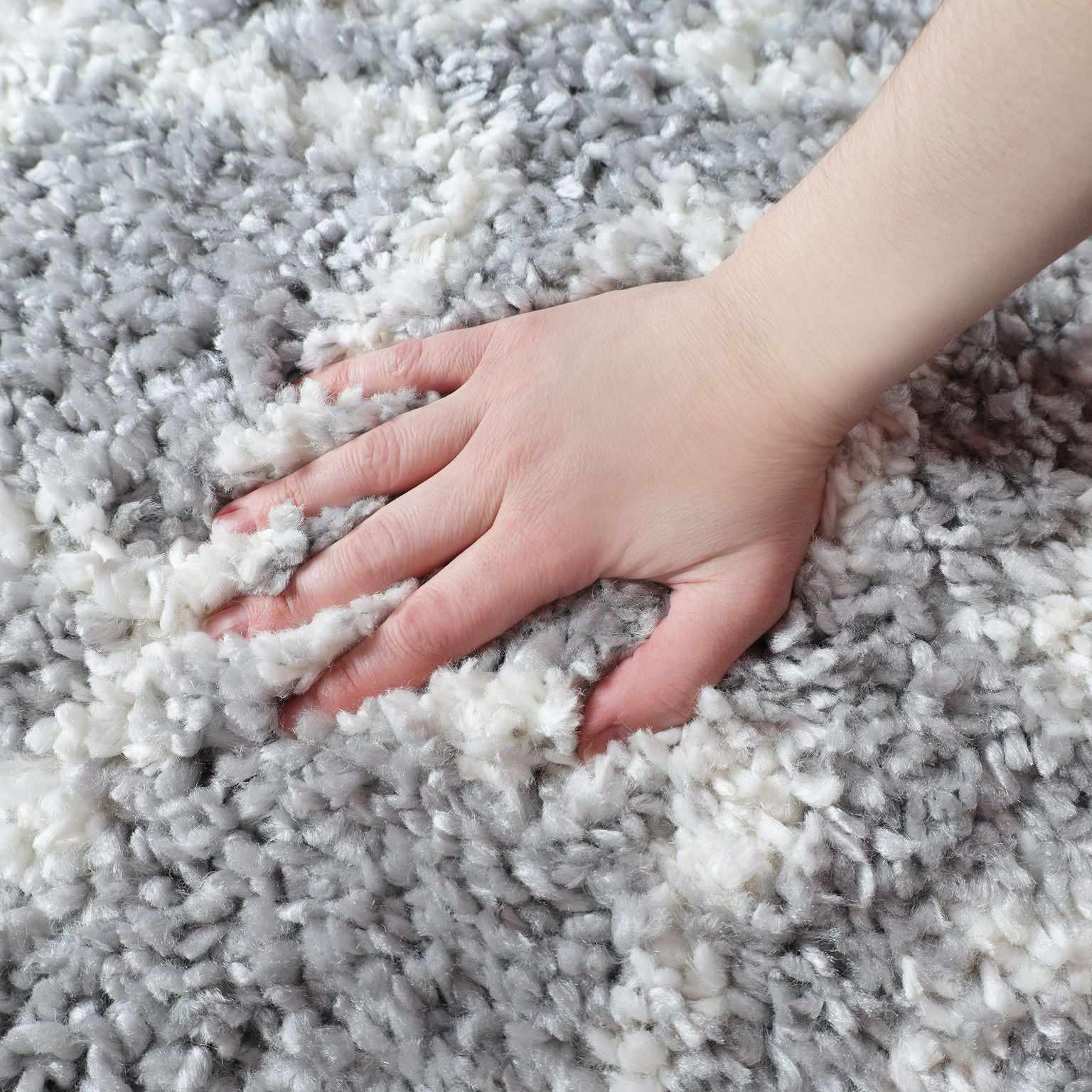 Alia Boho Geometric Diamonds Indoor Plush Shag Area Rug Or Runner Rug
