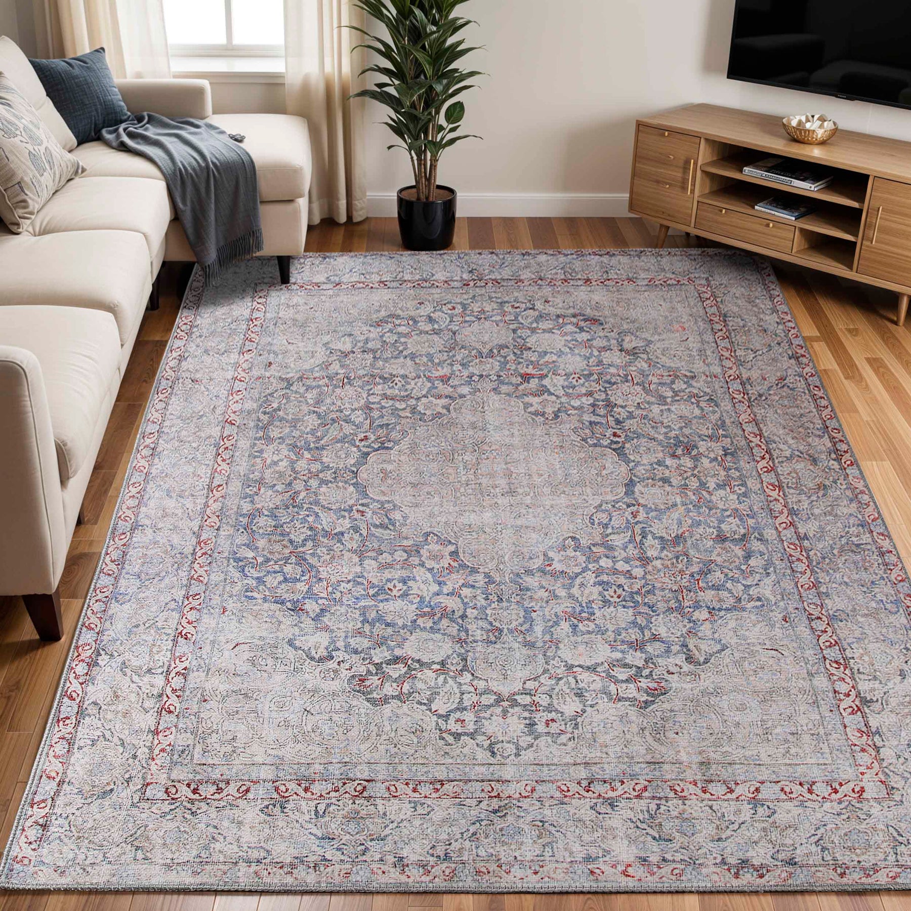 Alma Floral Medallion Indoor Area Rug Or Runner Rug Berry Red