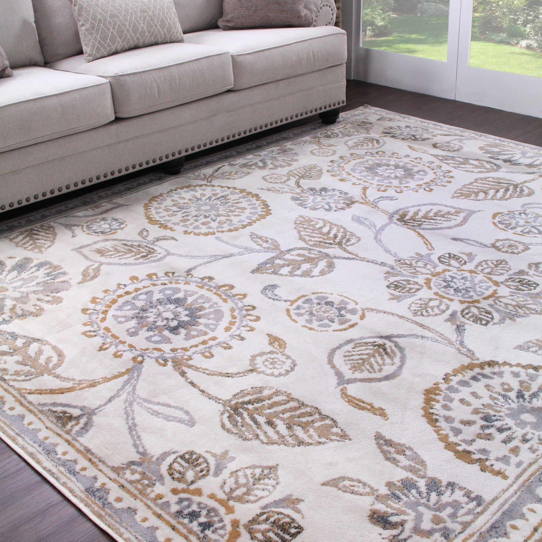 Amaryllis Modern Farmhouse Botanical Floral Vines Indoor Area Rug