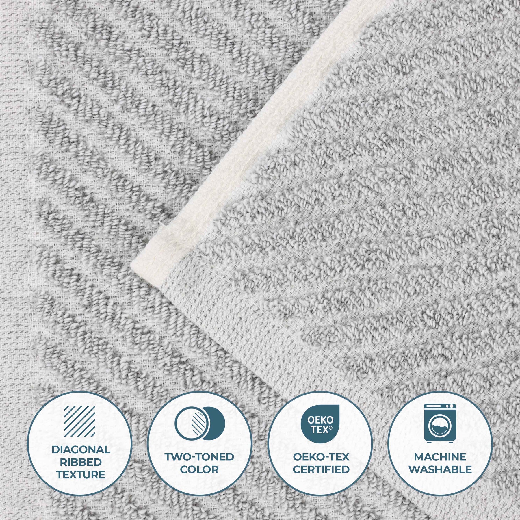Amelia Cotton Blend Textured Diagonal Ribbed 12 Piece Towel Set