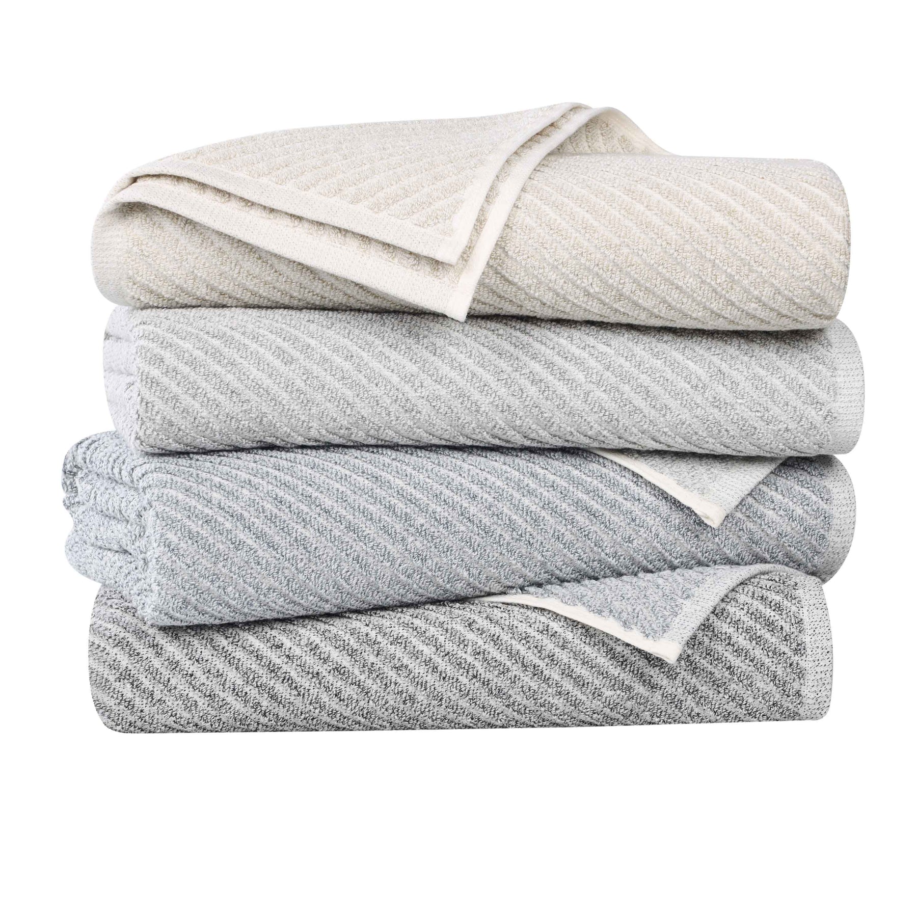 Amelia Cotton Blend Textured Diagonal Ribbed 12 Piece Towel Set