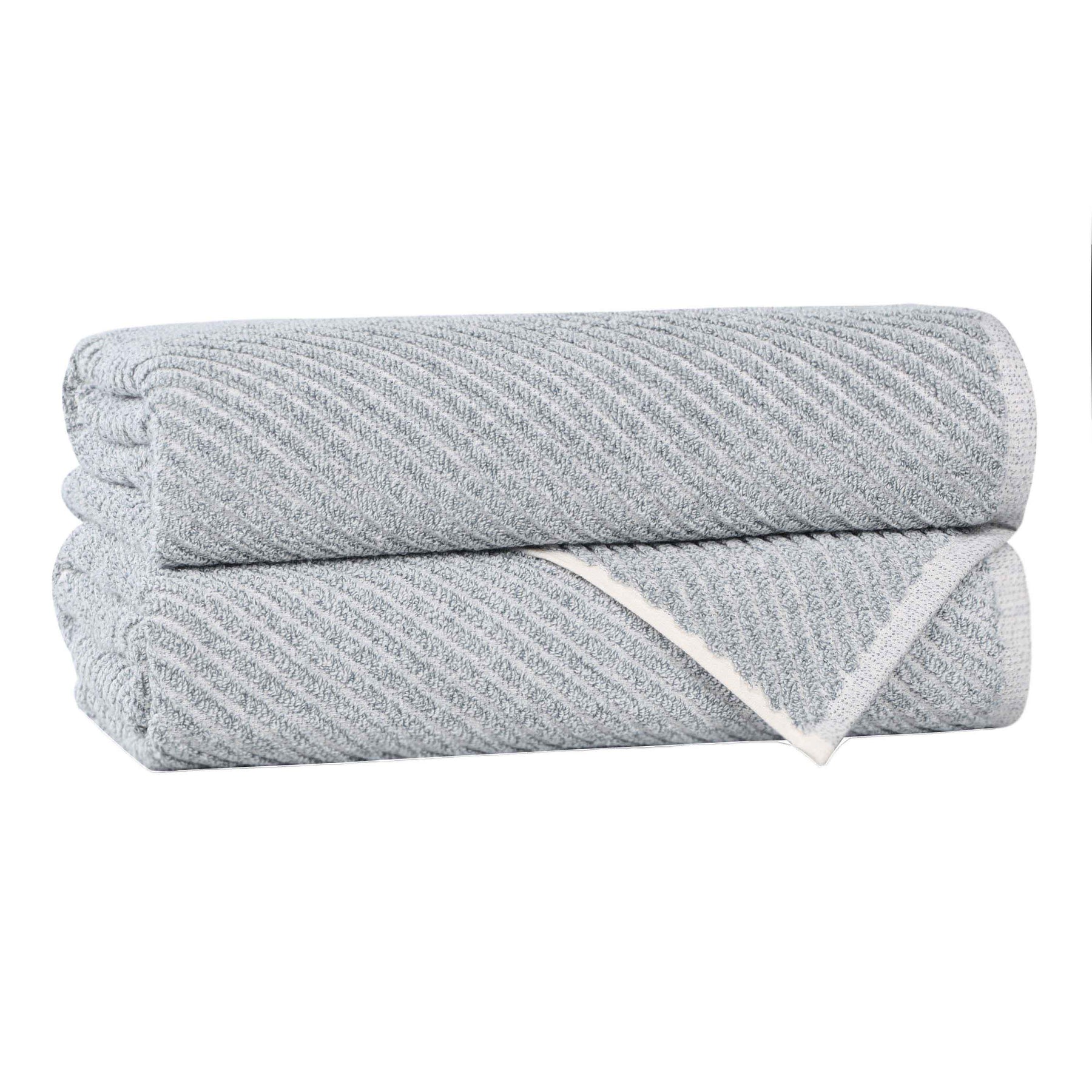 Amelia Cotton Blend Textured Diagonal Ribbed Bath Towels, Set of 2