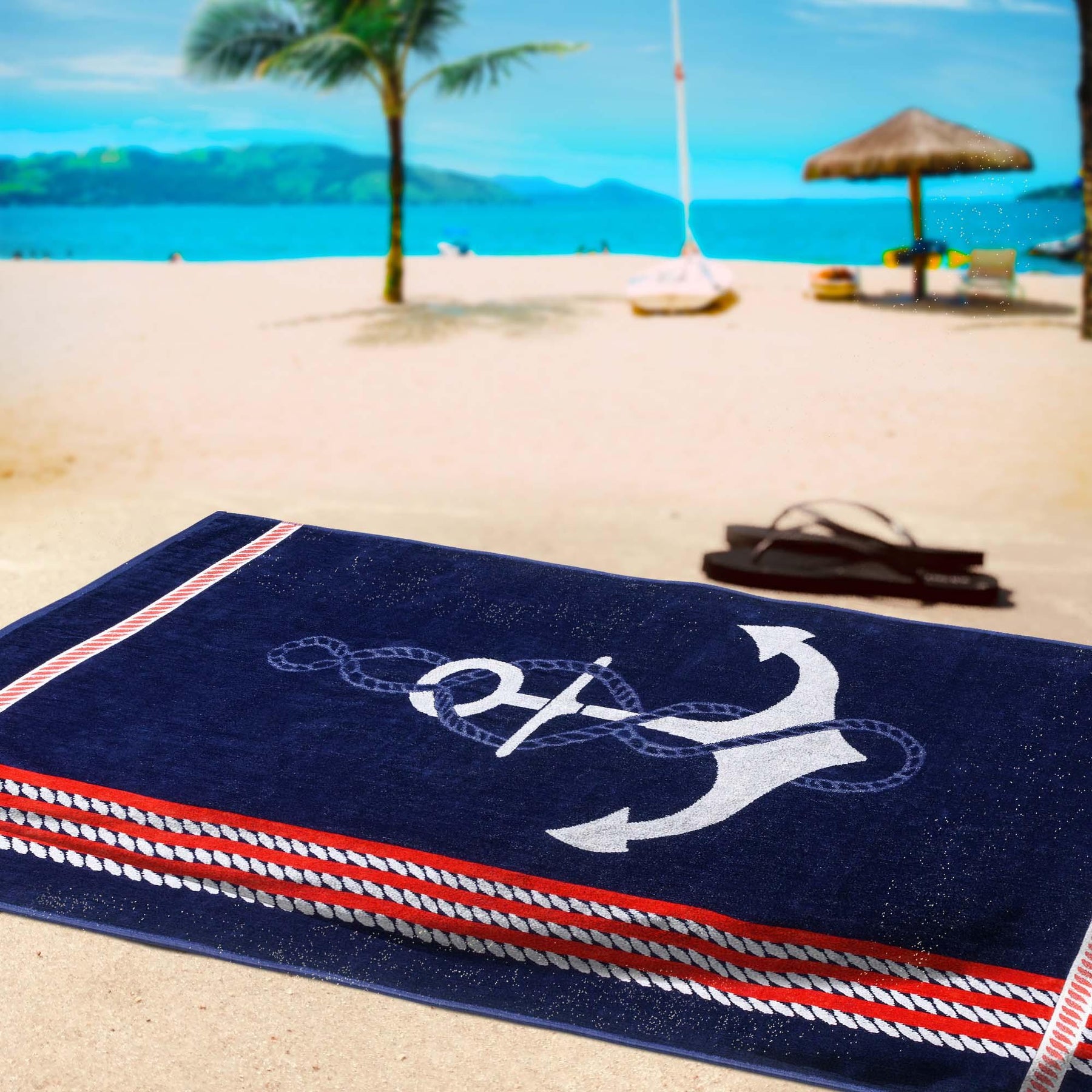 Anchor Cotton Oversized 2 Piece Beach Towel Set