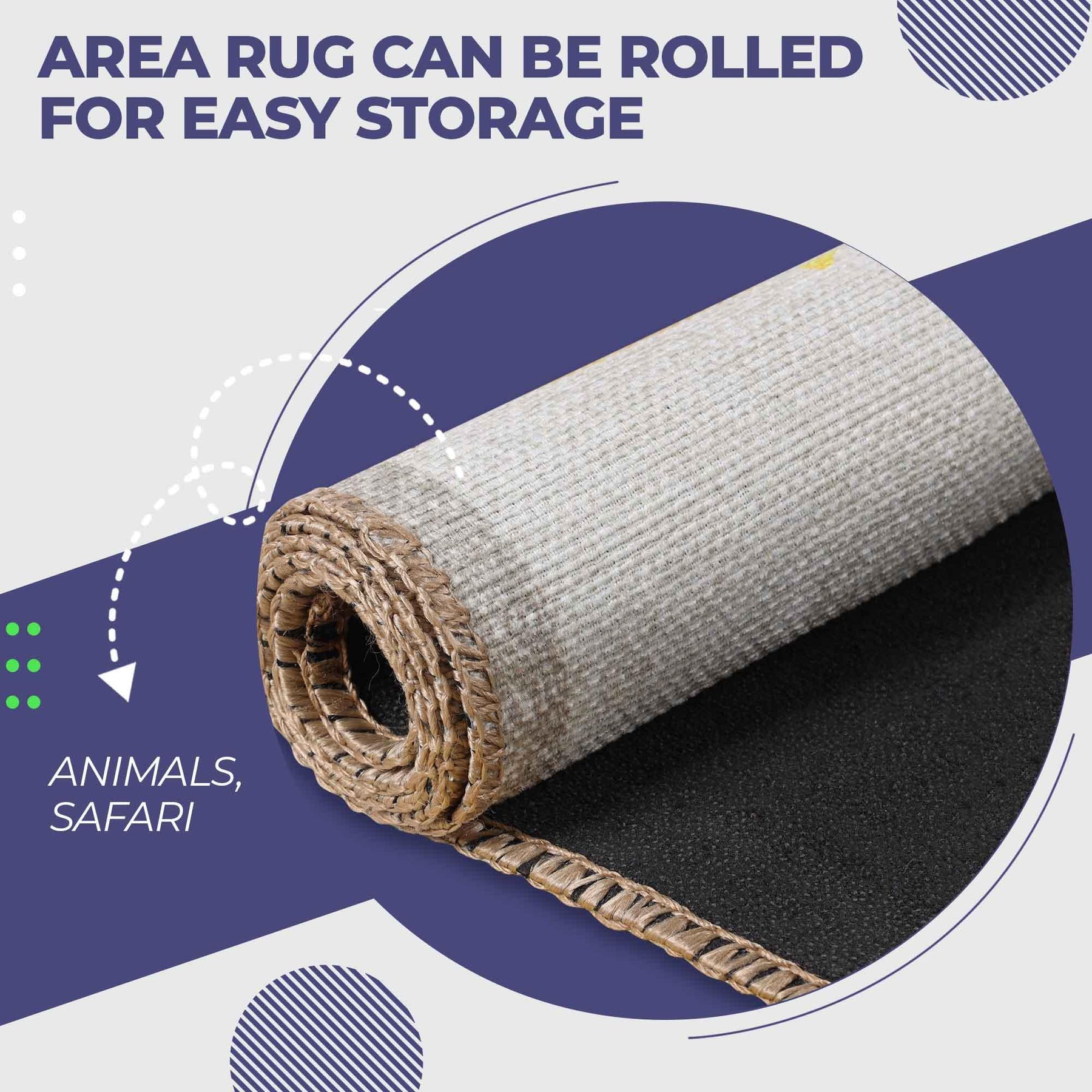 Animal Safari Non-Slip Kids Playroom Indoor Area Rug