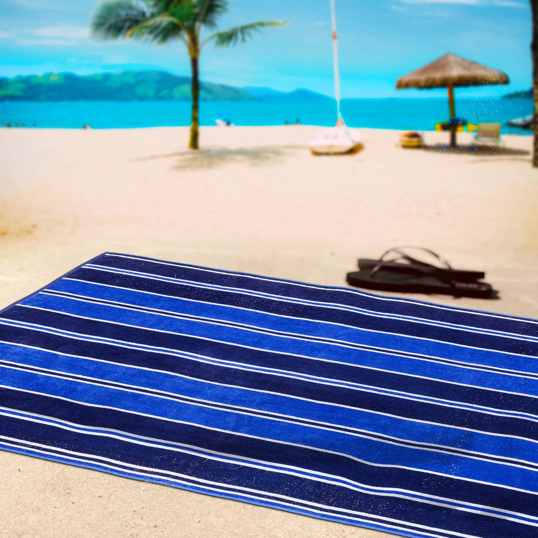 Aquast Stripe Cotton Oversized 2 Piece Beach Towel Set