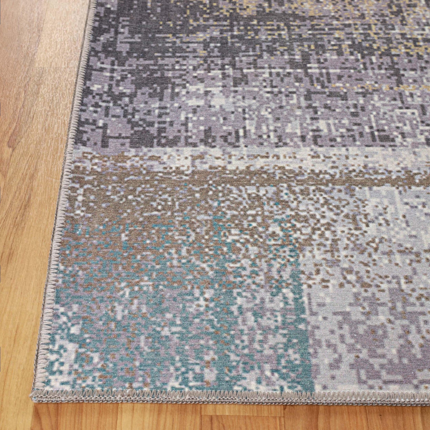 Ara Brushed Patchwork Non-Slip Washable Indoor Area Rug or Runner