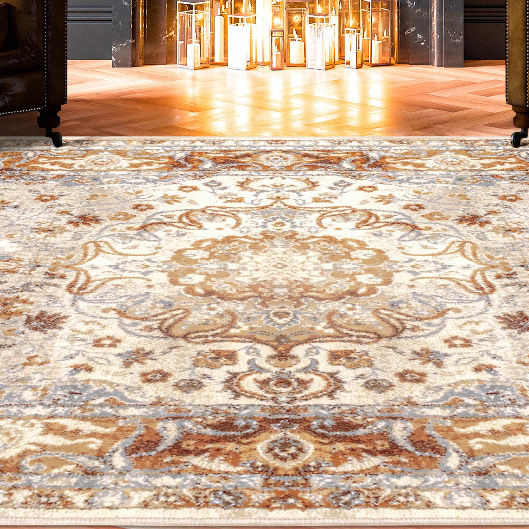 Archibold Vintage Inspired Traditional Medallion Area Rug or Runner