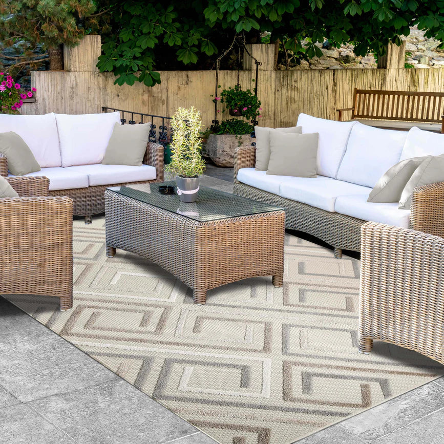 Ares Geometric Contemporary Area Rug Indoor Outdoor Rugs