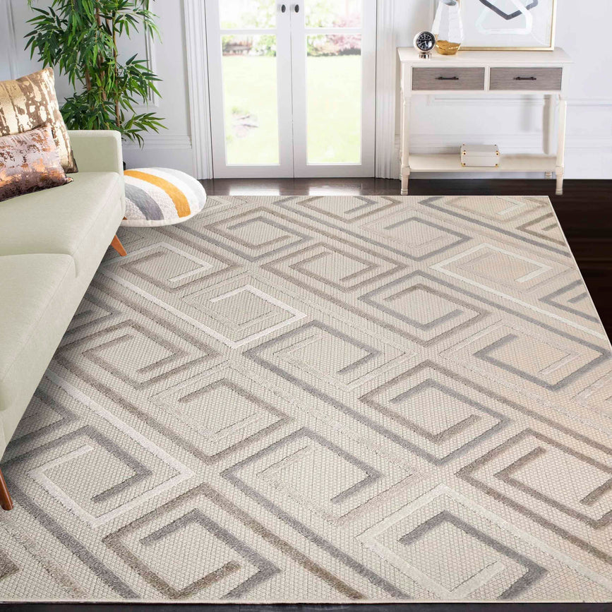 Ares Geometric Contemporary Area Rug Indoor Outdoor Rugs