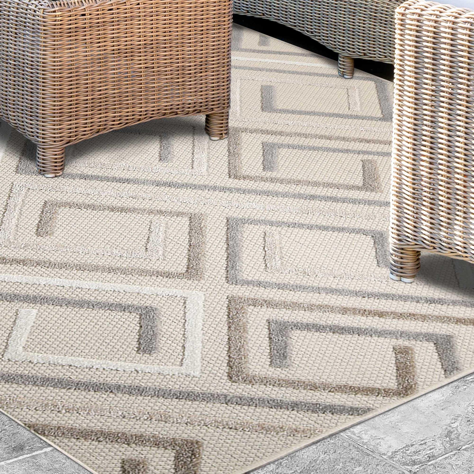 Ares Geometric Contemporary Area Rug Indoor Outdoor Rugs