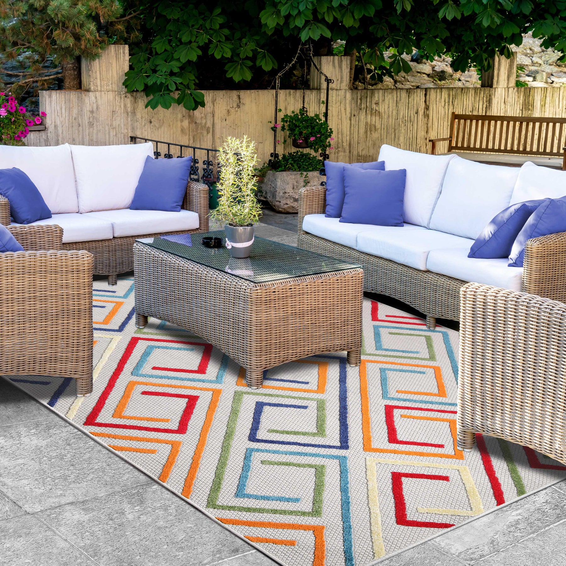 Ares Geometric Contemporary Area Rug Indoor Outdoor Rugs