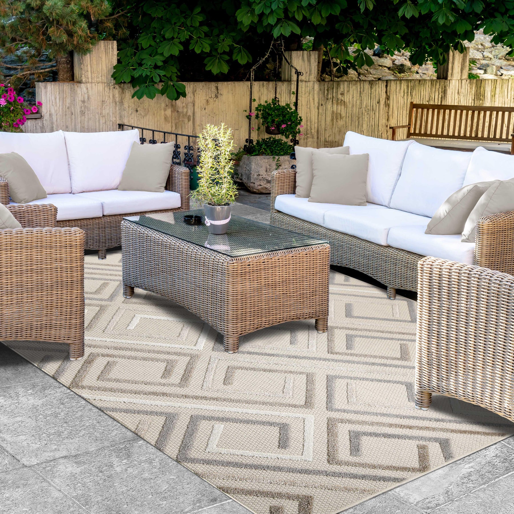Ares Geometric Contemporary Area Rug Indoor Outdoor Rugs
