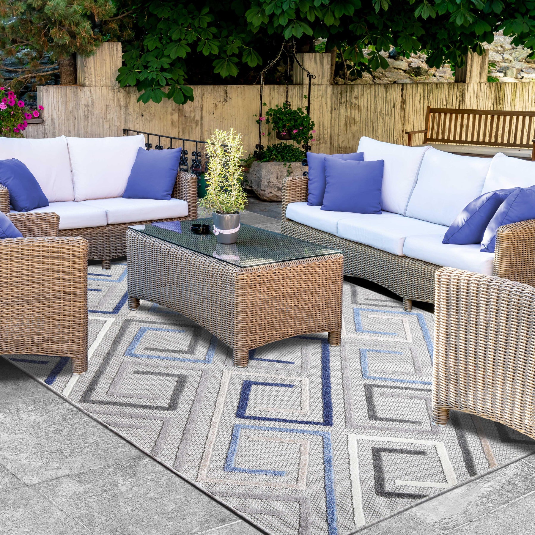Ares Geometric Contemporary Area Rug Indoor Outdoor Rugs
