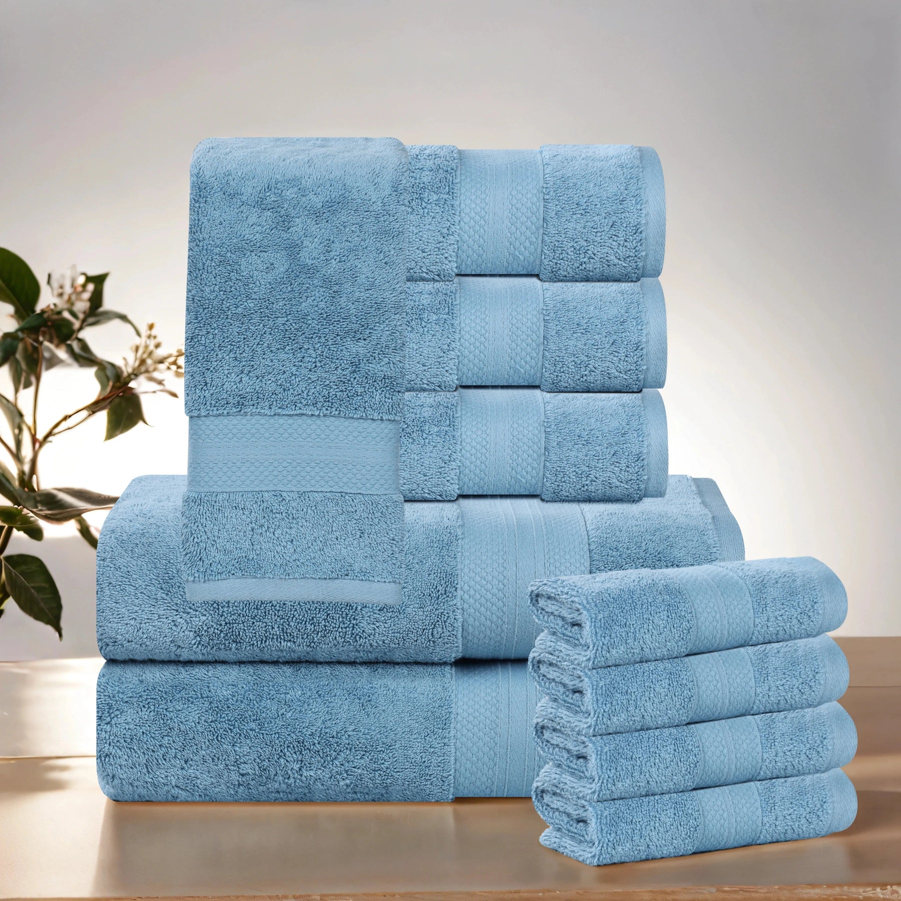 Aria Turkish Cotton Heavyweight Absorbent Solid 10 Piece Plush Towel Set