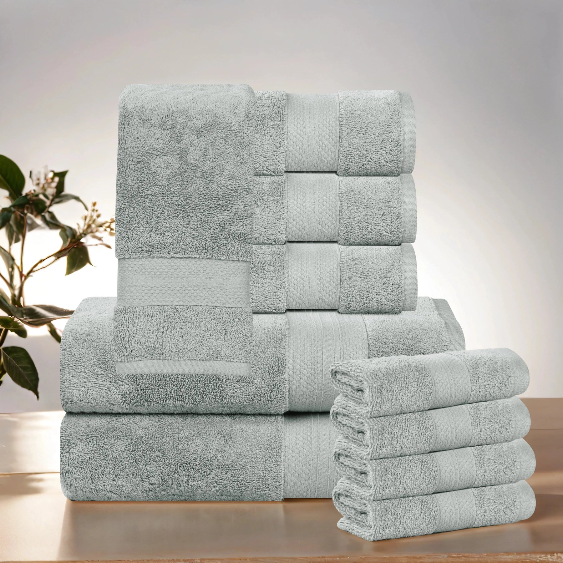 Aria Turkish Cotton Heavyweight Absorbent Solid 10 Piece Plush Towel Set