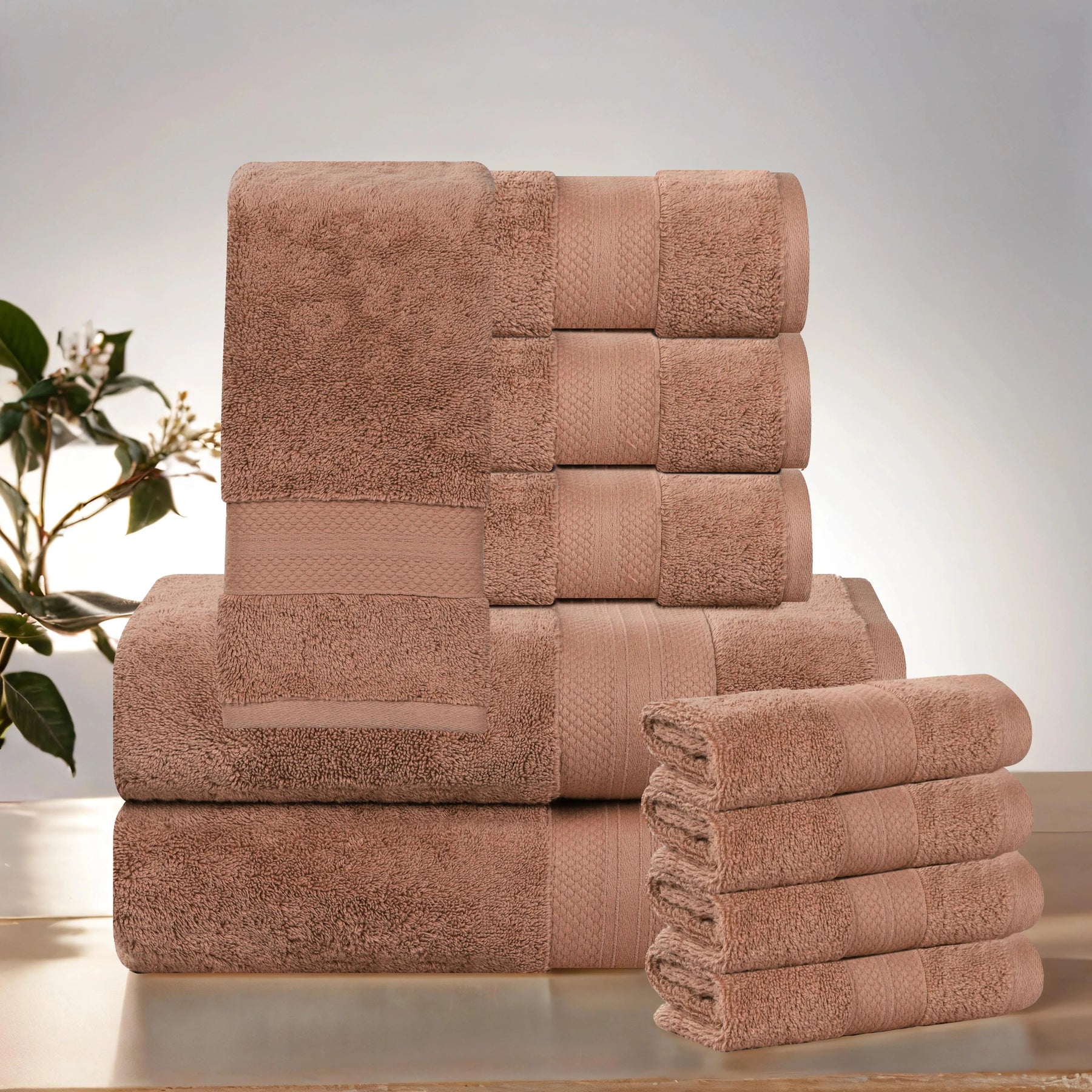 Aria Turkish Cotton Heavyweight Absorbent Solid 10 Piece Plush Towel Set