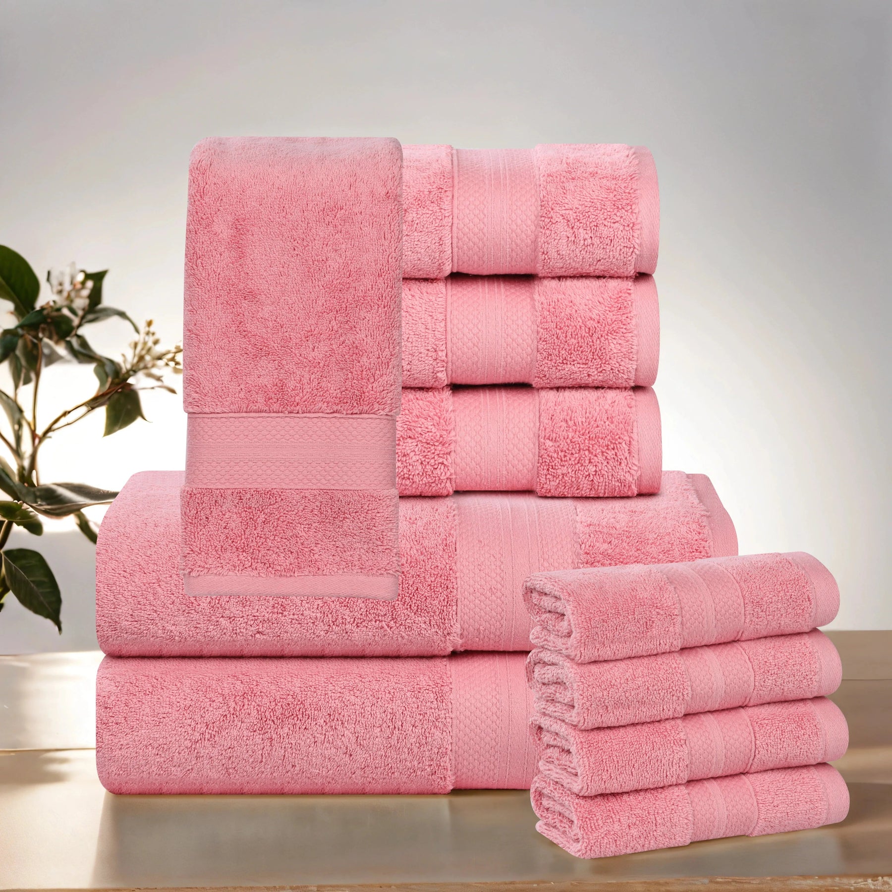 Aria Turkish Cotton Heavyweight Absorbent Solid 10 Piece Plush Towel Set