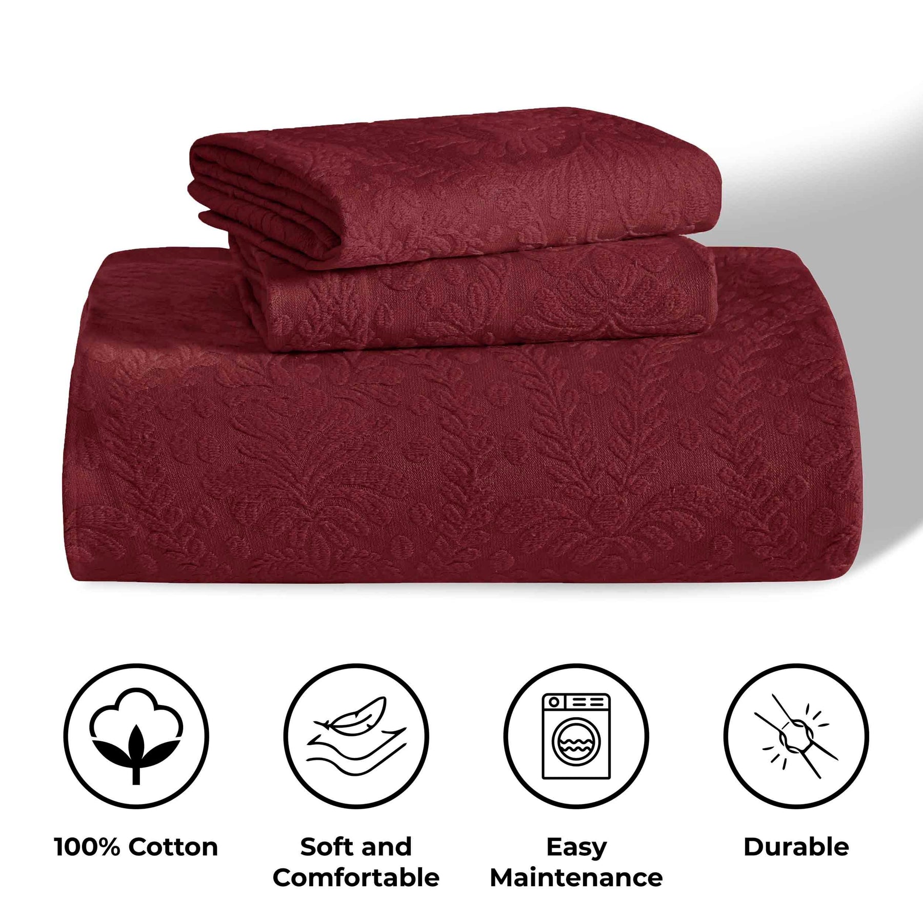 Aspen Cotton Blend Jacquard Floral Scalloped Edge Bedspread Set