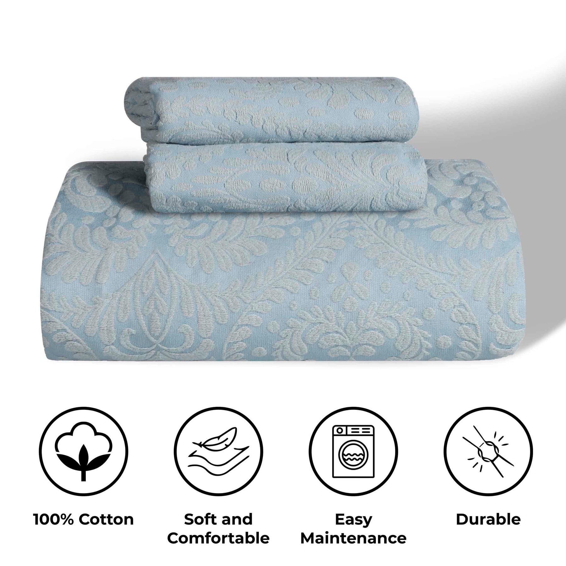 Aspen Cotton Blend Jacquard Floral Scalloped Edge Bedspread Set