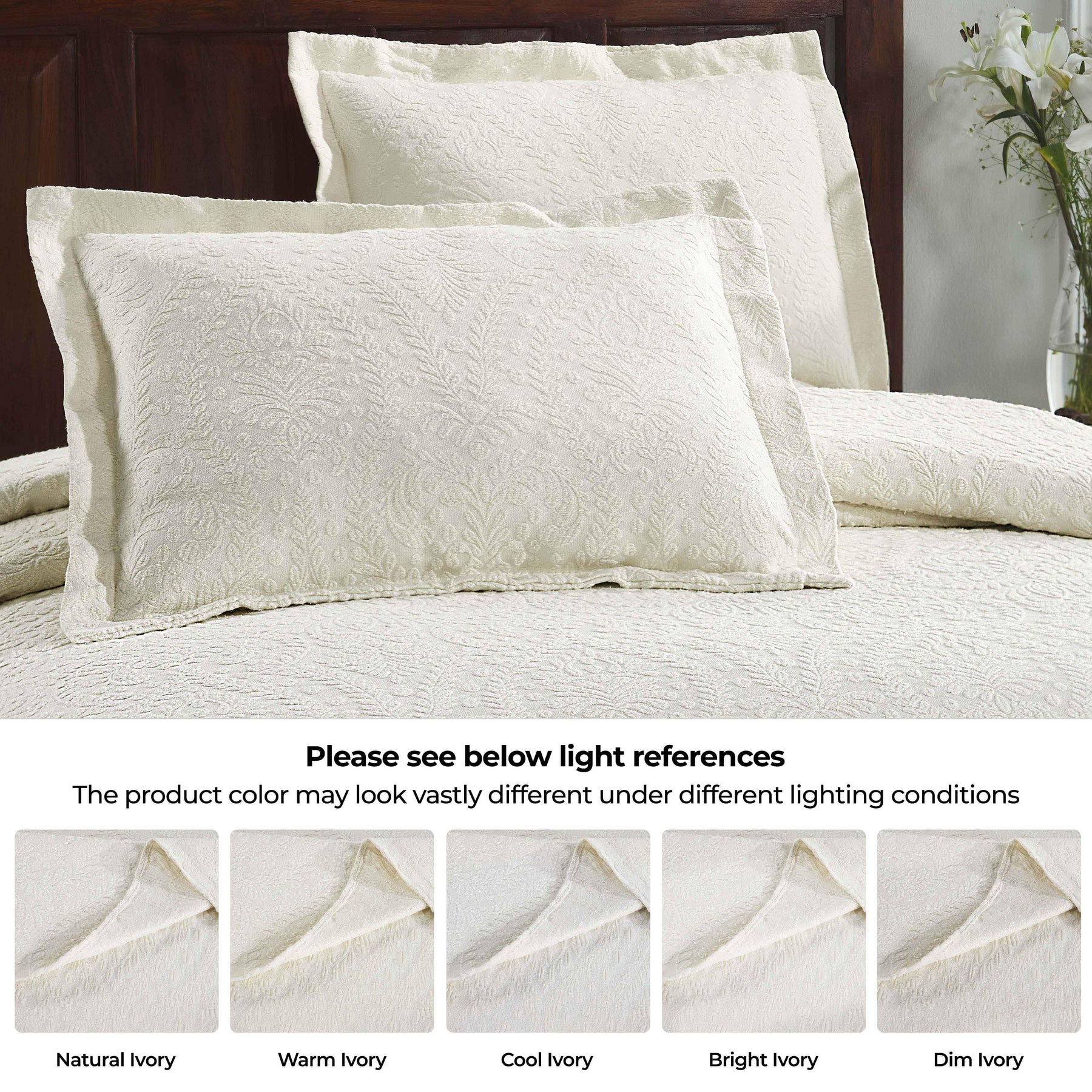 Aspen Cotton Blend Jacquard Floral Scalloped Edge Bedspread Set