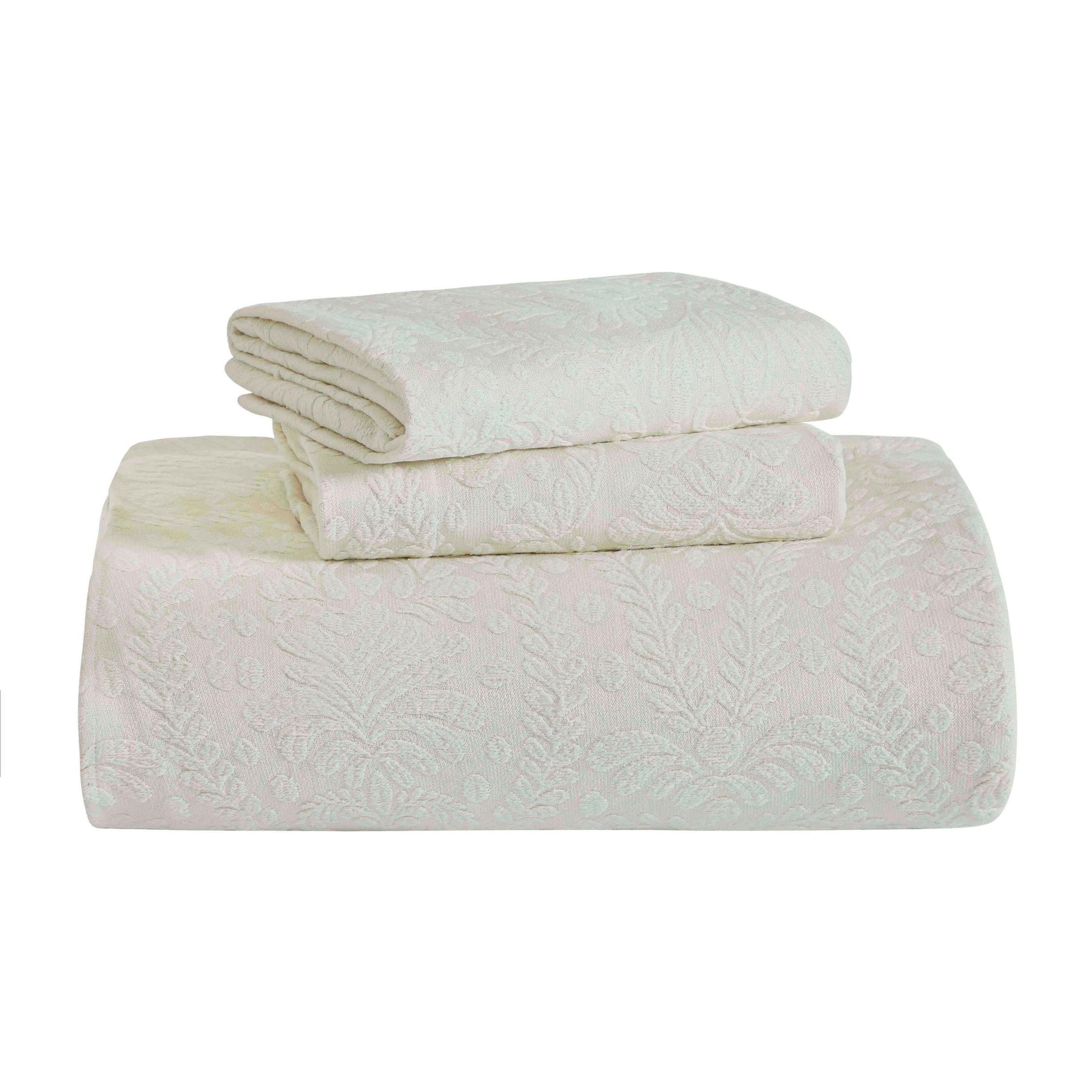 Aspen Cotton Blend Jacquard Floral Scalloped Edge Bedspread Set