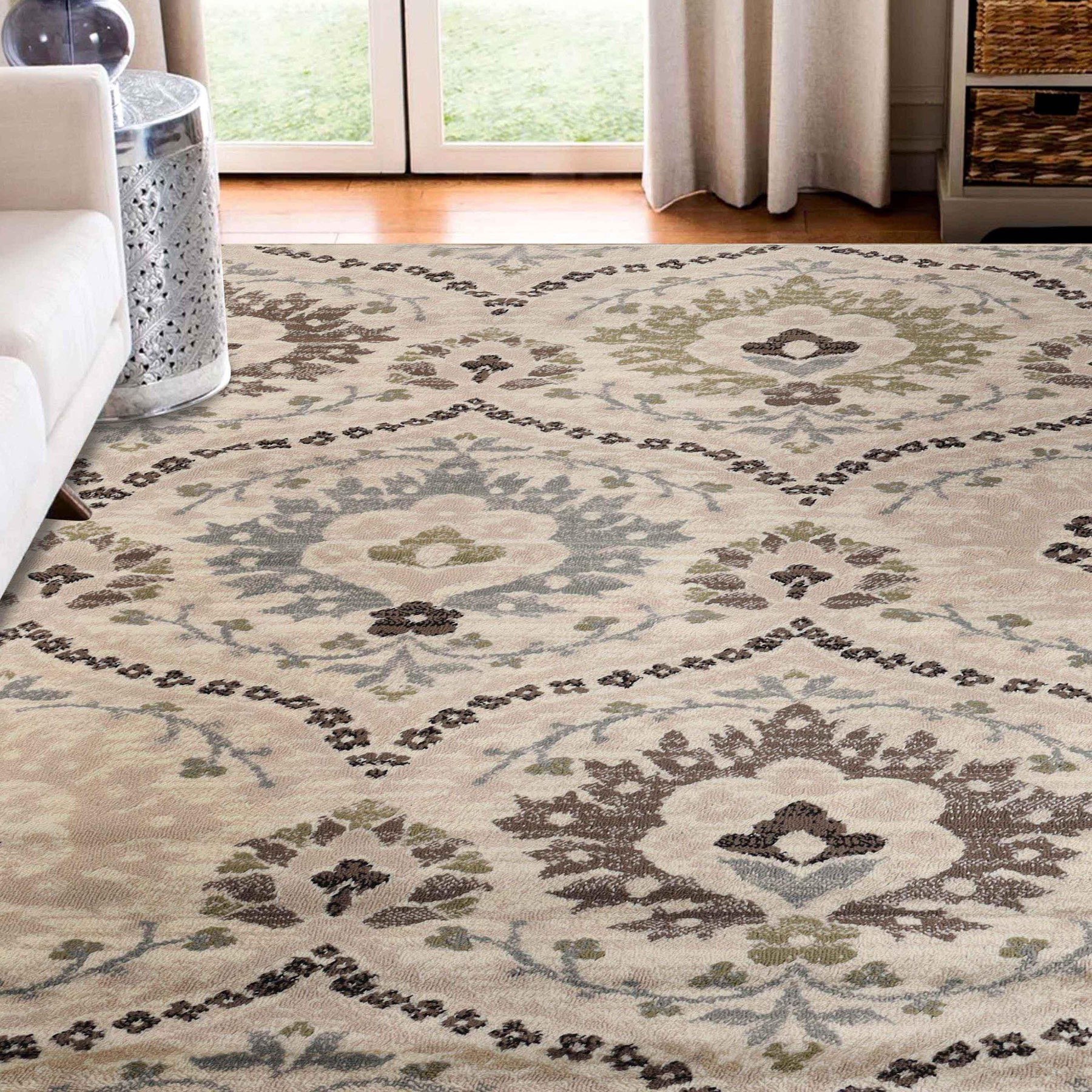 Augusta Vintage Floral Damask Indoor Area Rug or Runner