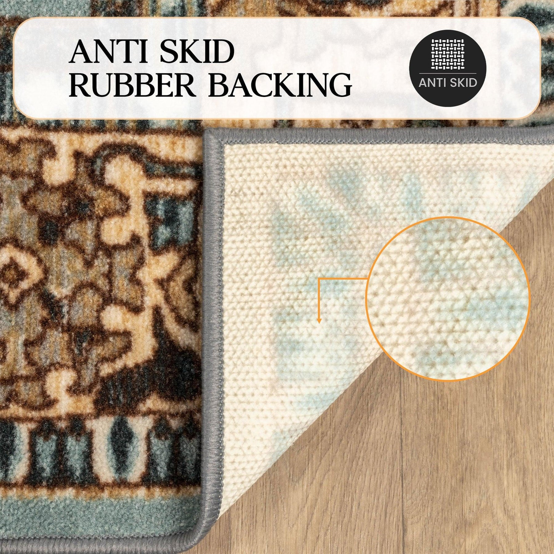 Aviva Non-Slip Floral Washable Medallion Indoor Area Rug or Runner Rug