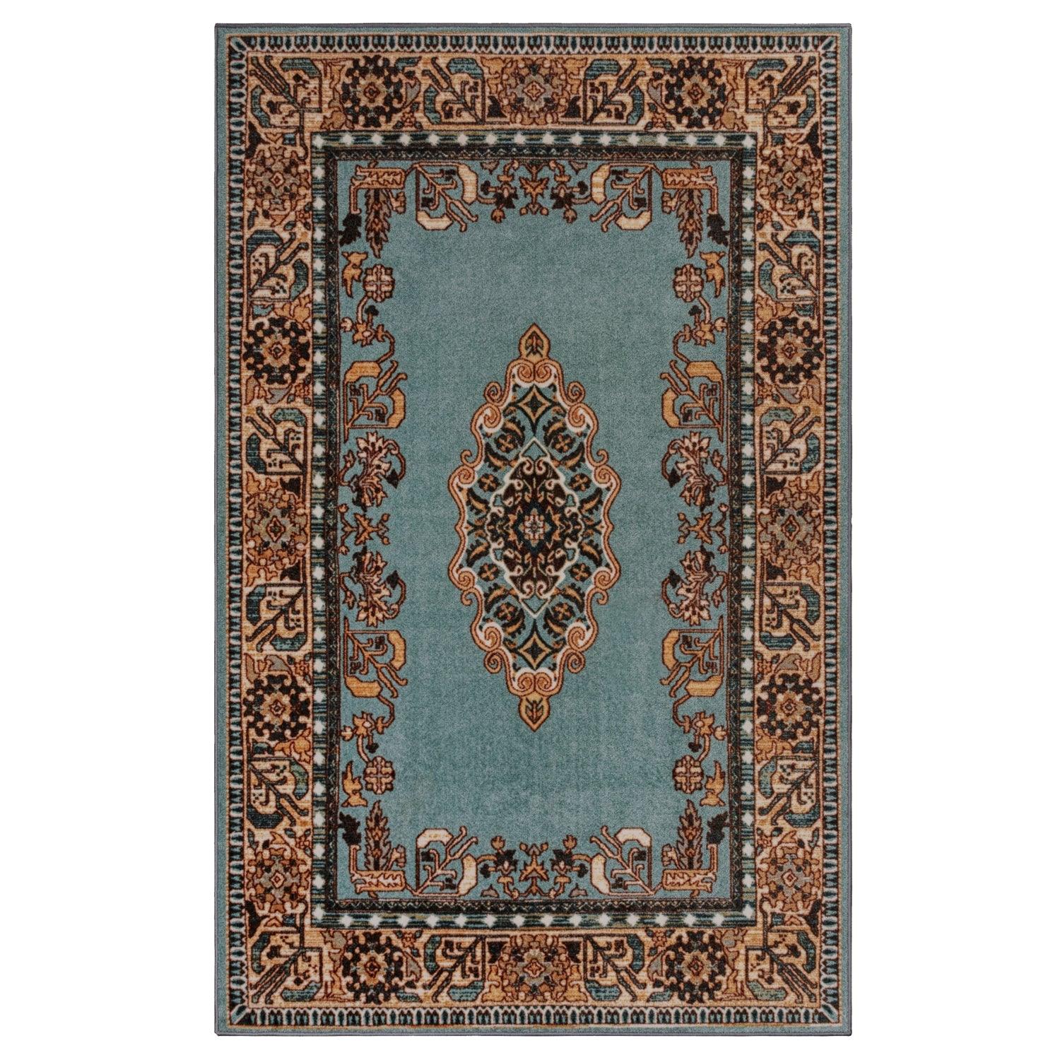 Aviva Non-Slip Floral Washable Medallion Indoor Area Rug or Runner Rug