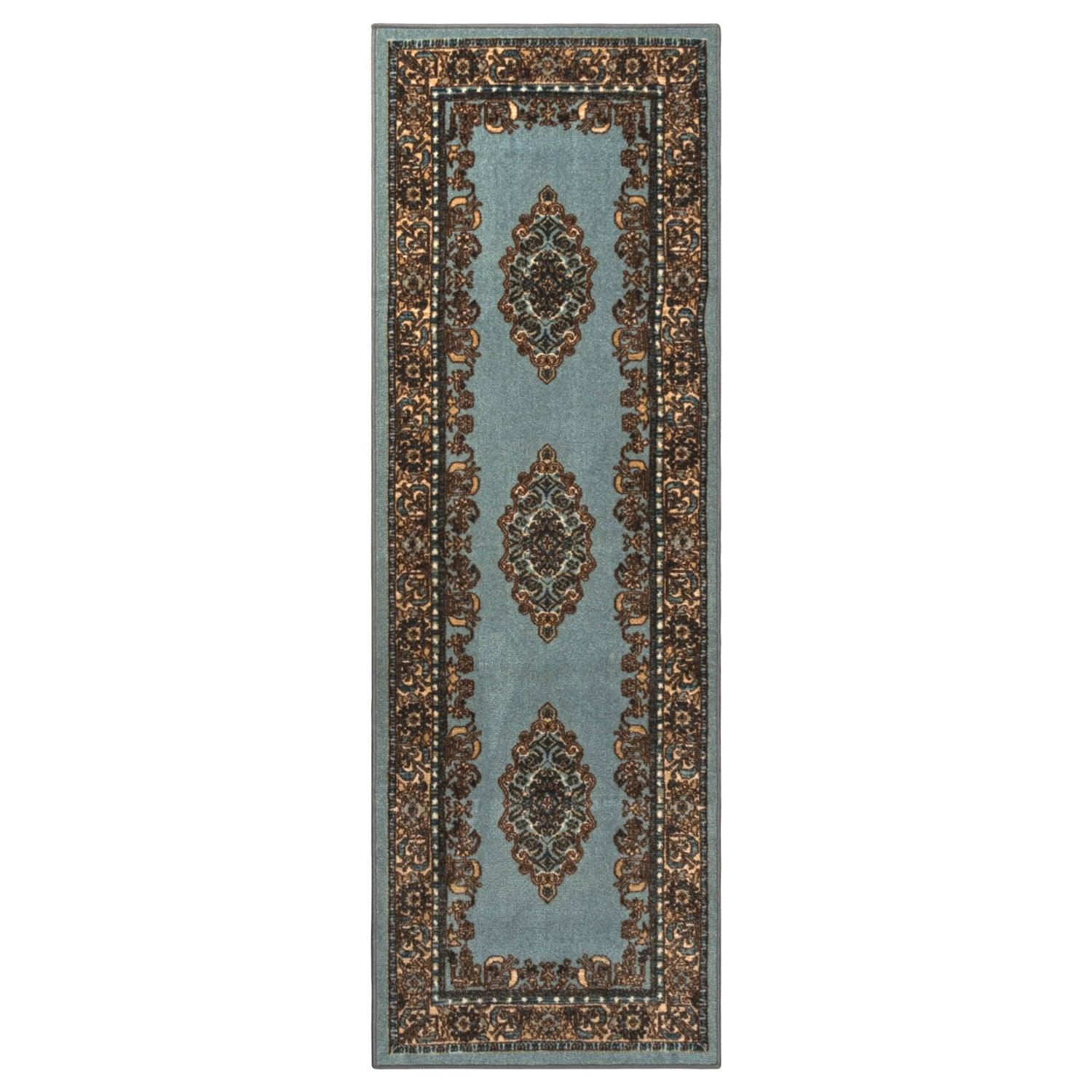 Aviva Non-Slip Floral Washable Medallion Indoor Area Rug or Runner Rug
