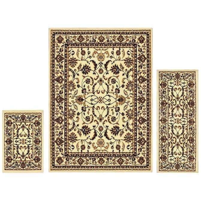 Barringer Traditional Floral Damask 3 Piece Area Rug Set